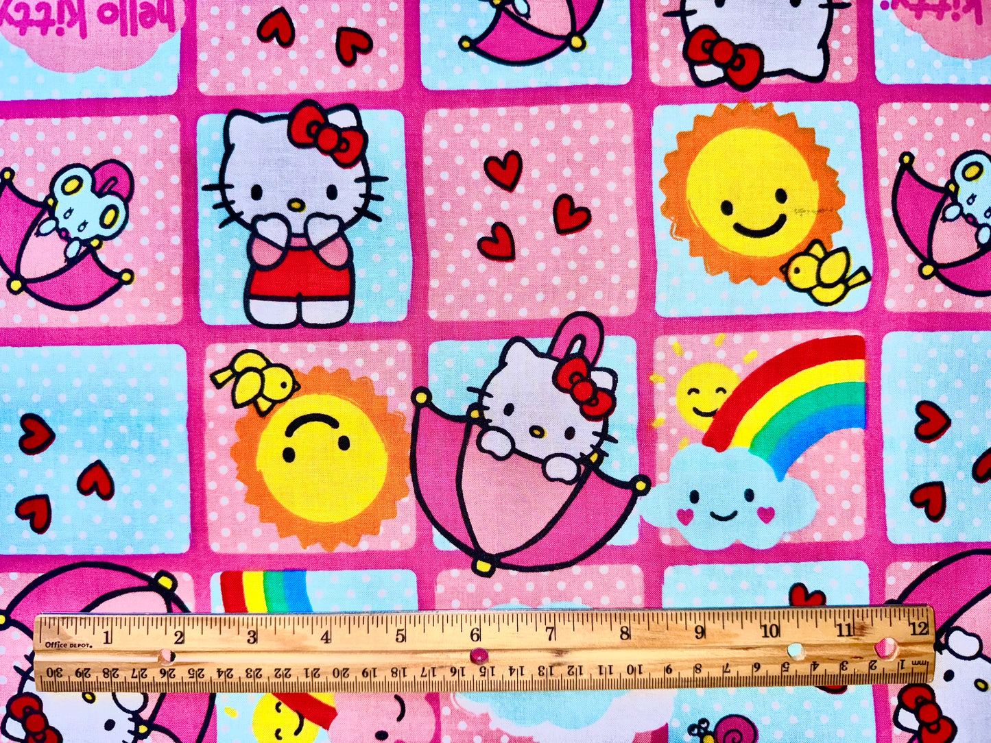 Hello Kitty Squares Licnesed Fabric by Sanrio 2011