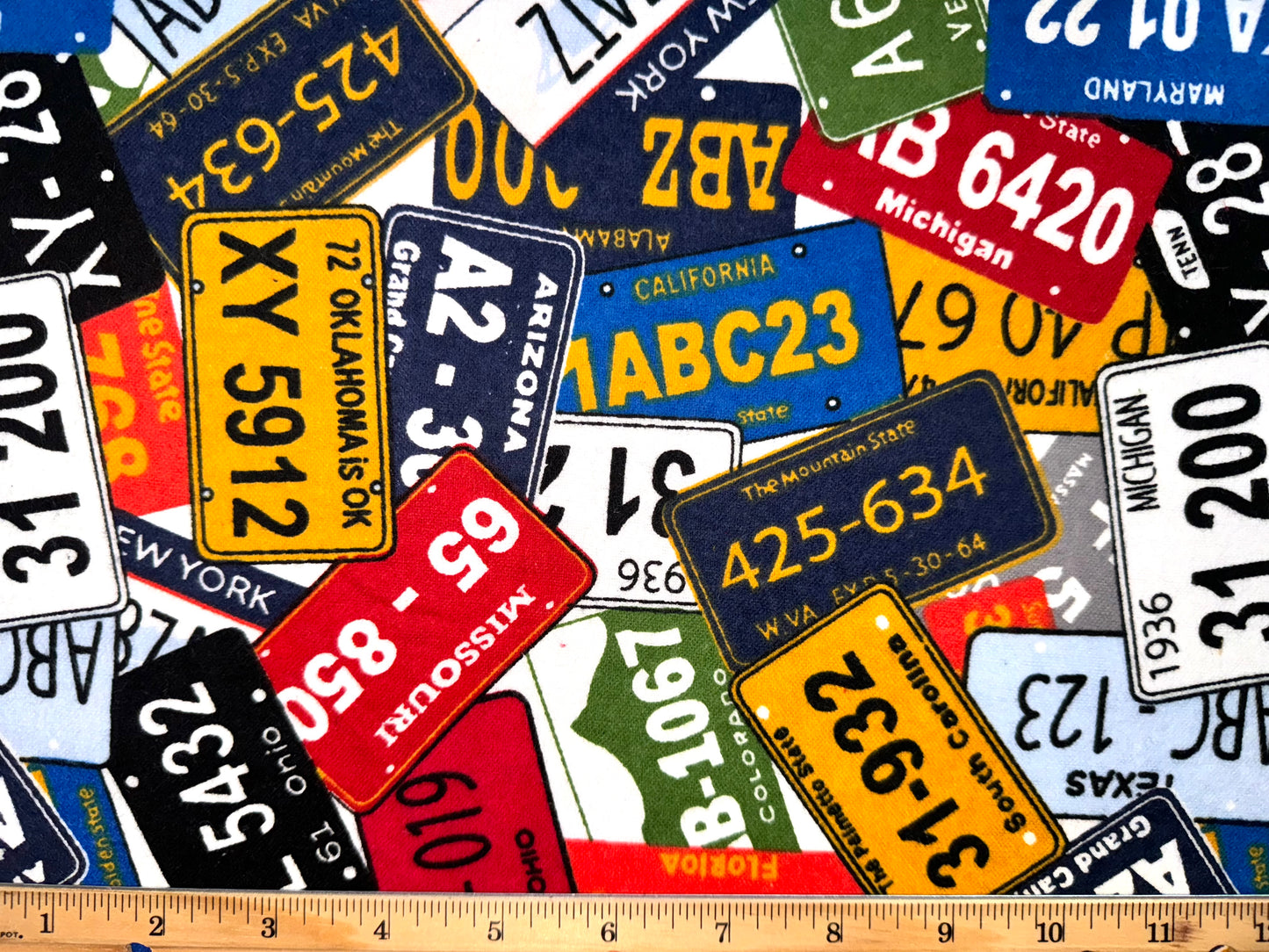 License Plate Collage Flannel Fabric - Half Yard