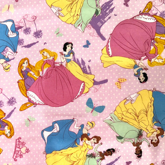 Disney Princess Pink Polka Dots Toss Cotton Licensed Fabric by Disney for Springs Creative 2011 - Fat Quarter