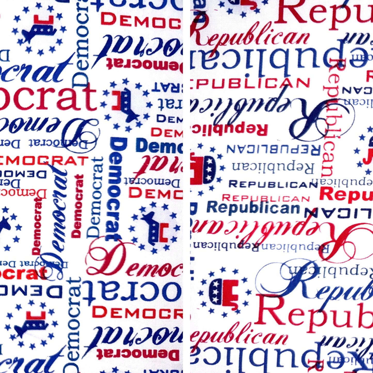 Republican or Democrat Political Party Cotton Fabric - Fat Quarter