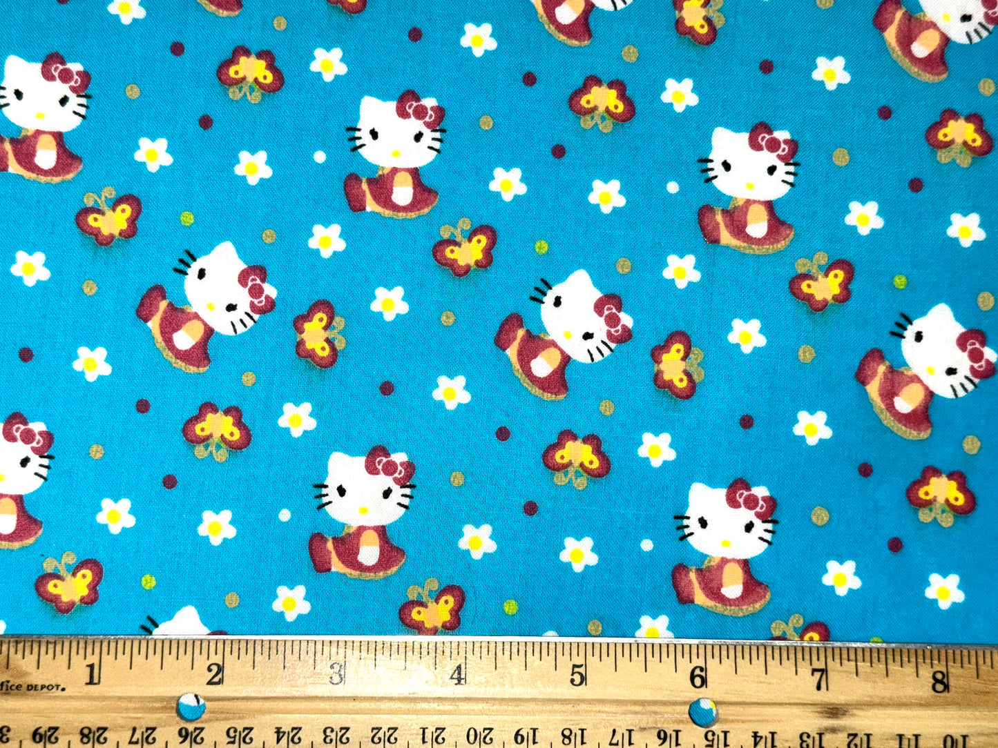 Blue Butterflies Hello Kitty Licensed Cotton Fabric by Sanrio, Springs Creative 2011 - Fat Quarter