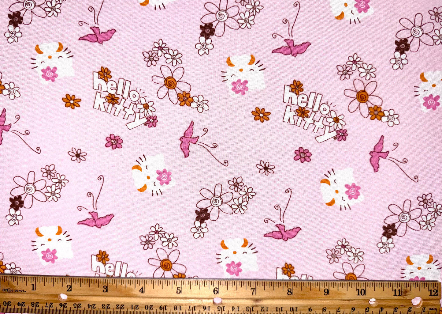 Hello Kitty Cotton Fabric Doodle Pink Tan Toss Licensed Sanrio by David Textiles