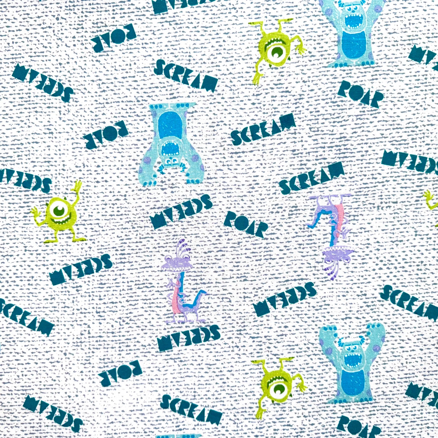 Monsters Inc Fabric, Cotton Scream Roar Licensed