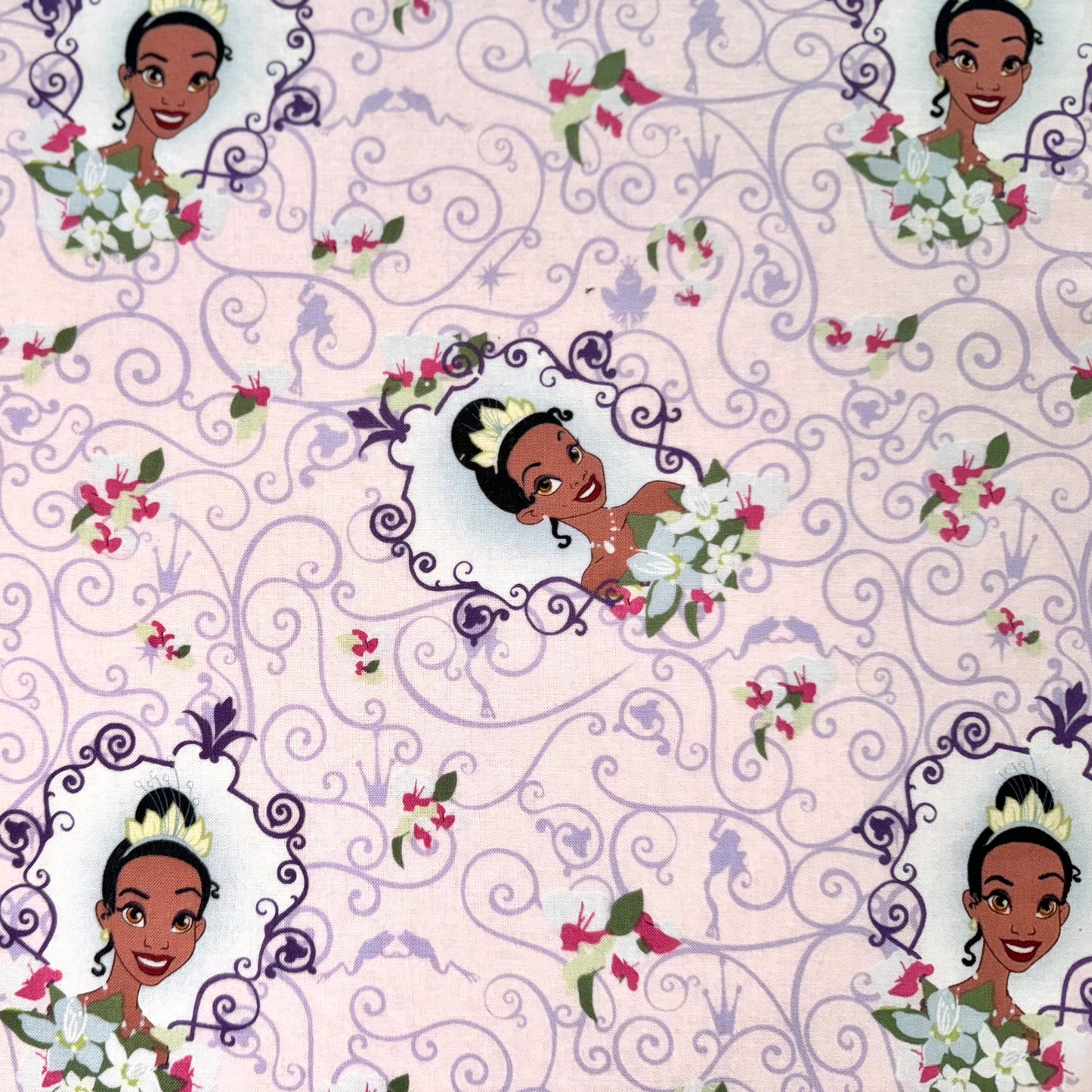 Princess and the Frog Tiana Portrait Purple Toss Cotton Fabric