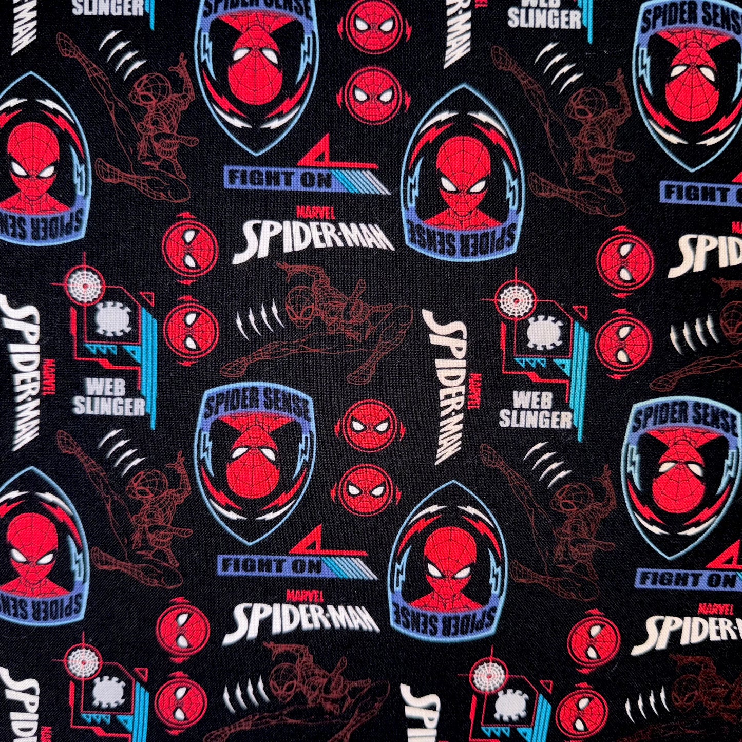 Spiderman DC Comics Light Blue Cotton Licensed Fabric by David Textiles, Fat Quarter