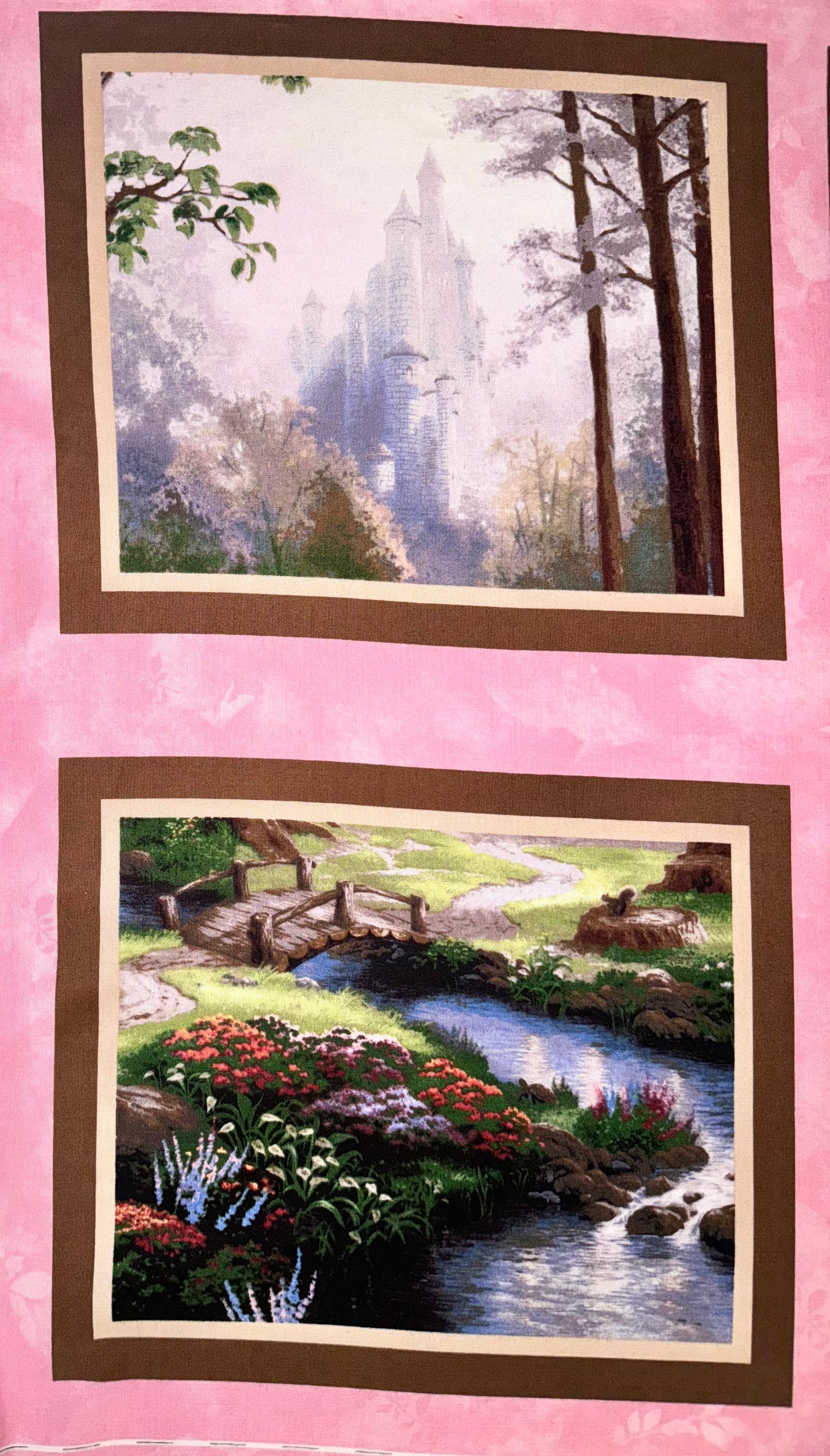 Rare Snow White Discovers The Cottage Licensed Cotton Fabric Panel Thomas Kinkade Disney 2009