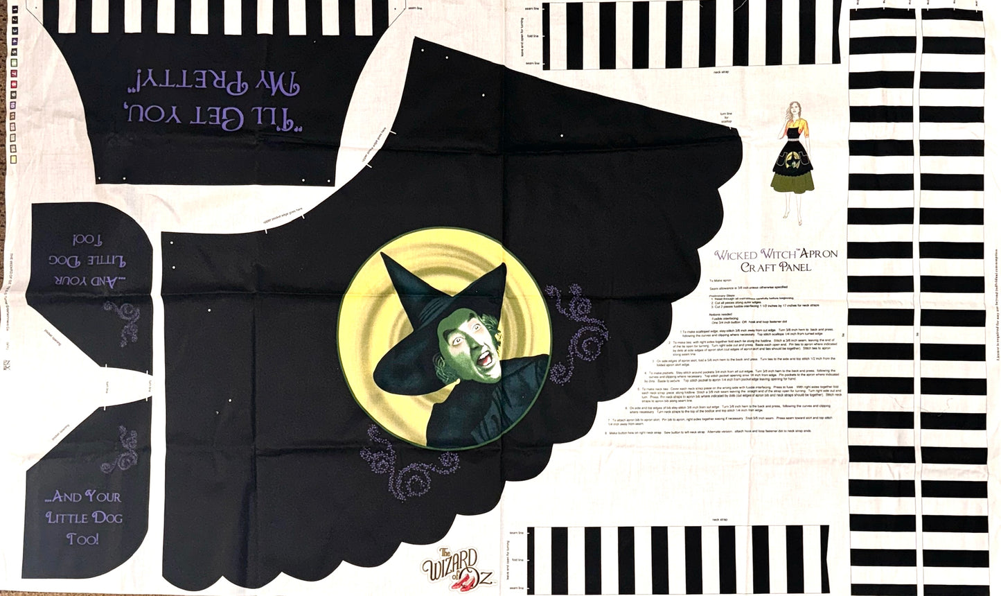 Wizard of Oz Wicked Witch Of The East Cotton Apron Licensed Fabric Panel