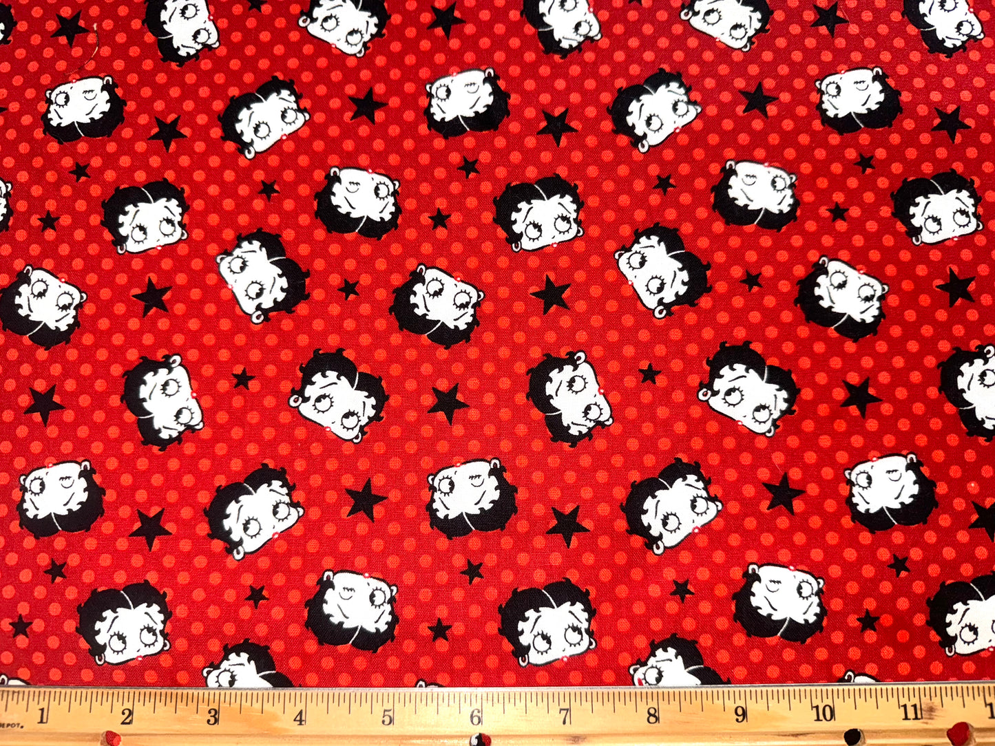 Betty Boop Cotton Fabric Red Polka Dot Toss by Camelot - Fat Quarter