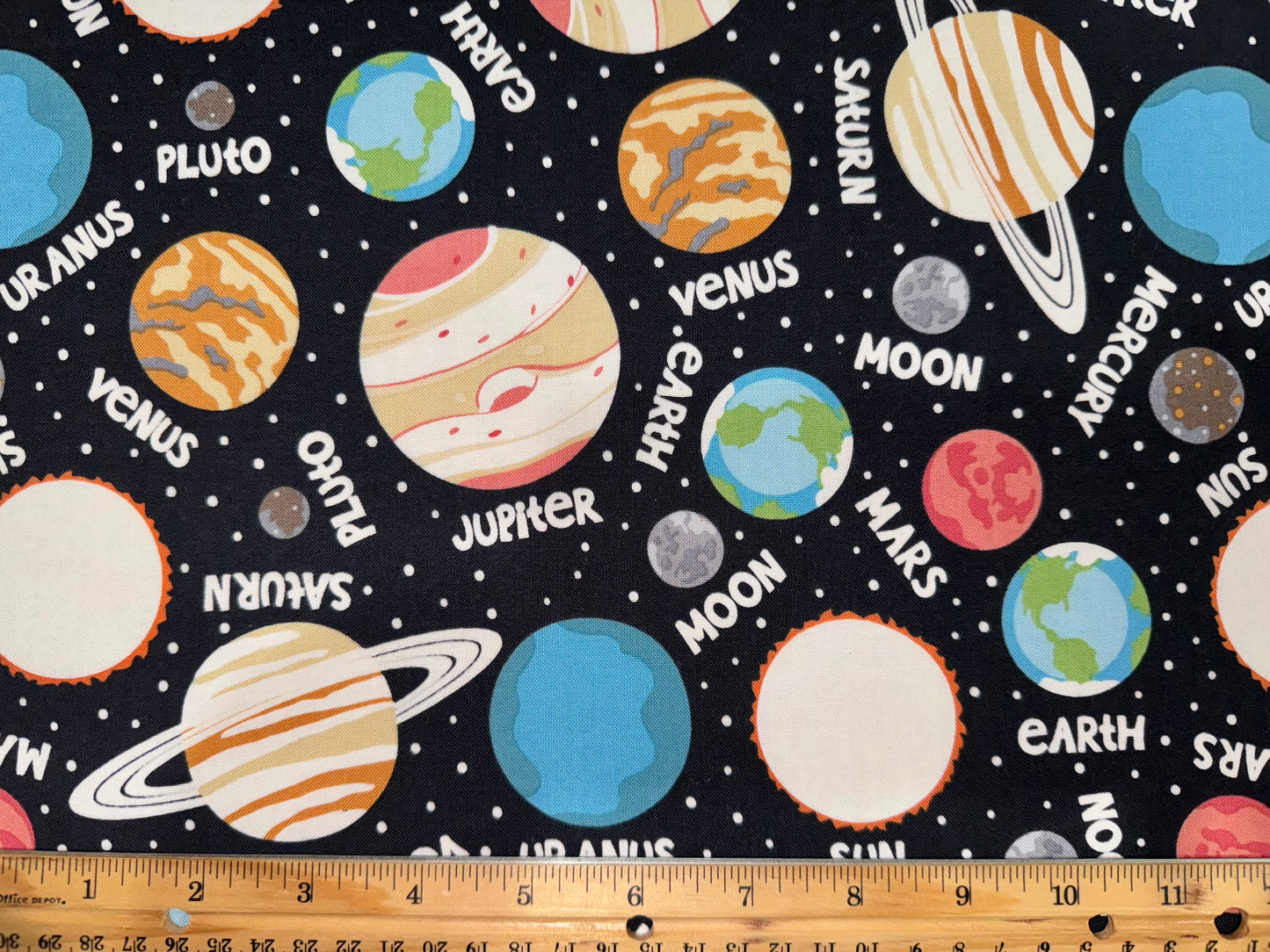 Glow In The Dark Outer Space Planet Cotton Fabric by Camelot - Fat Quarter