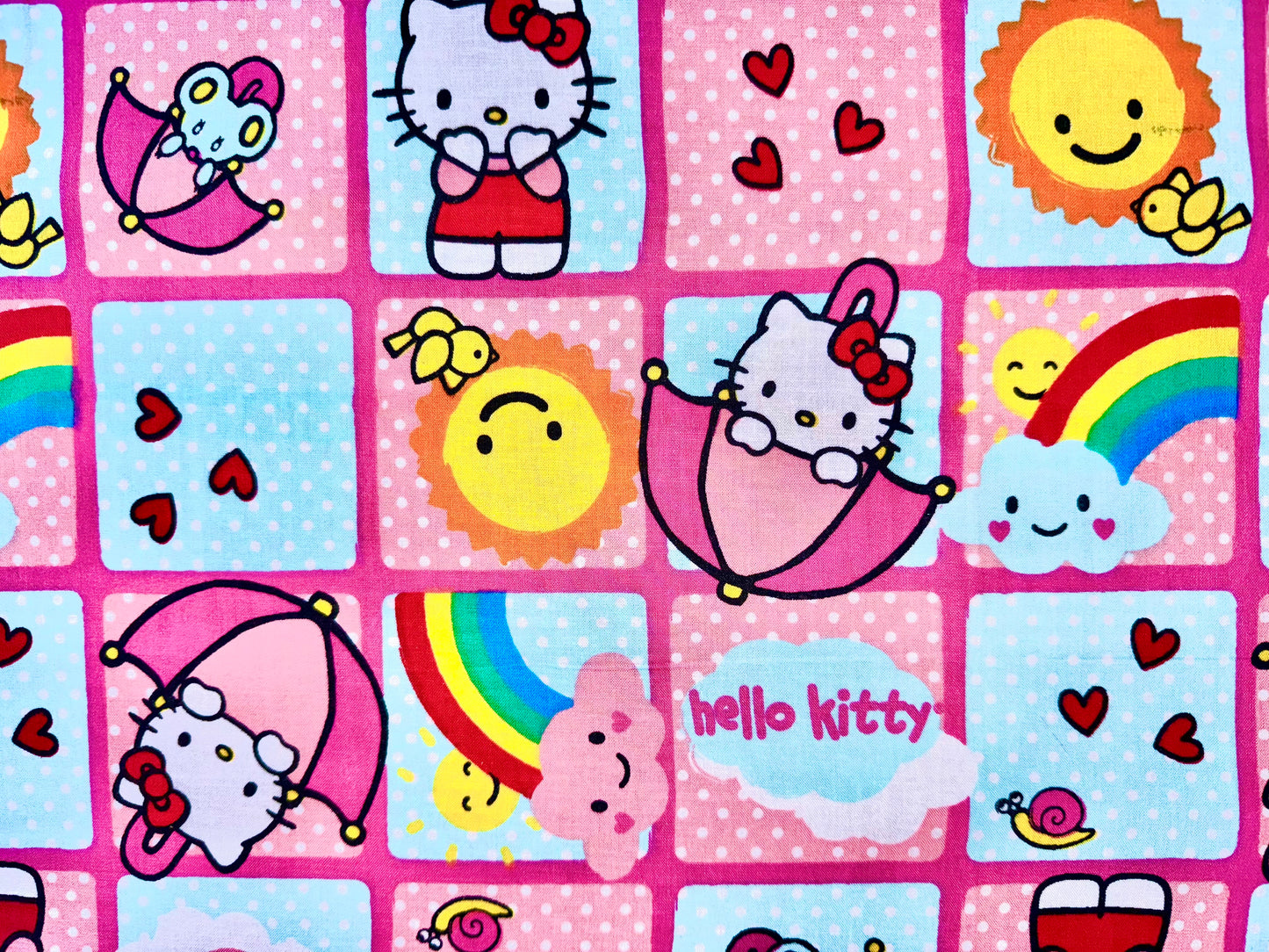 Hello Kitty Squares Licnesed Fabric by Sanrio 2011