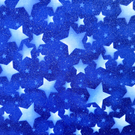 Blue Glitter Star Fabric, Fat Quarter