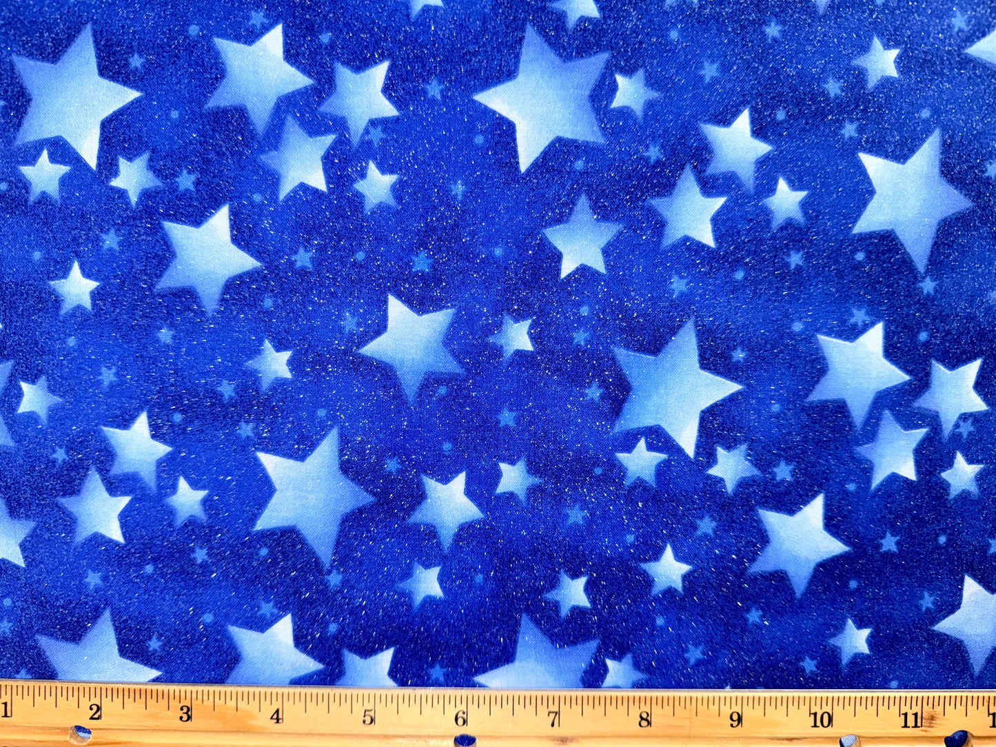 Blue Glitter Star Fabric, Fat Quarter