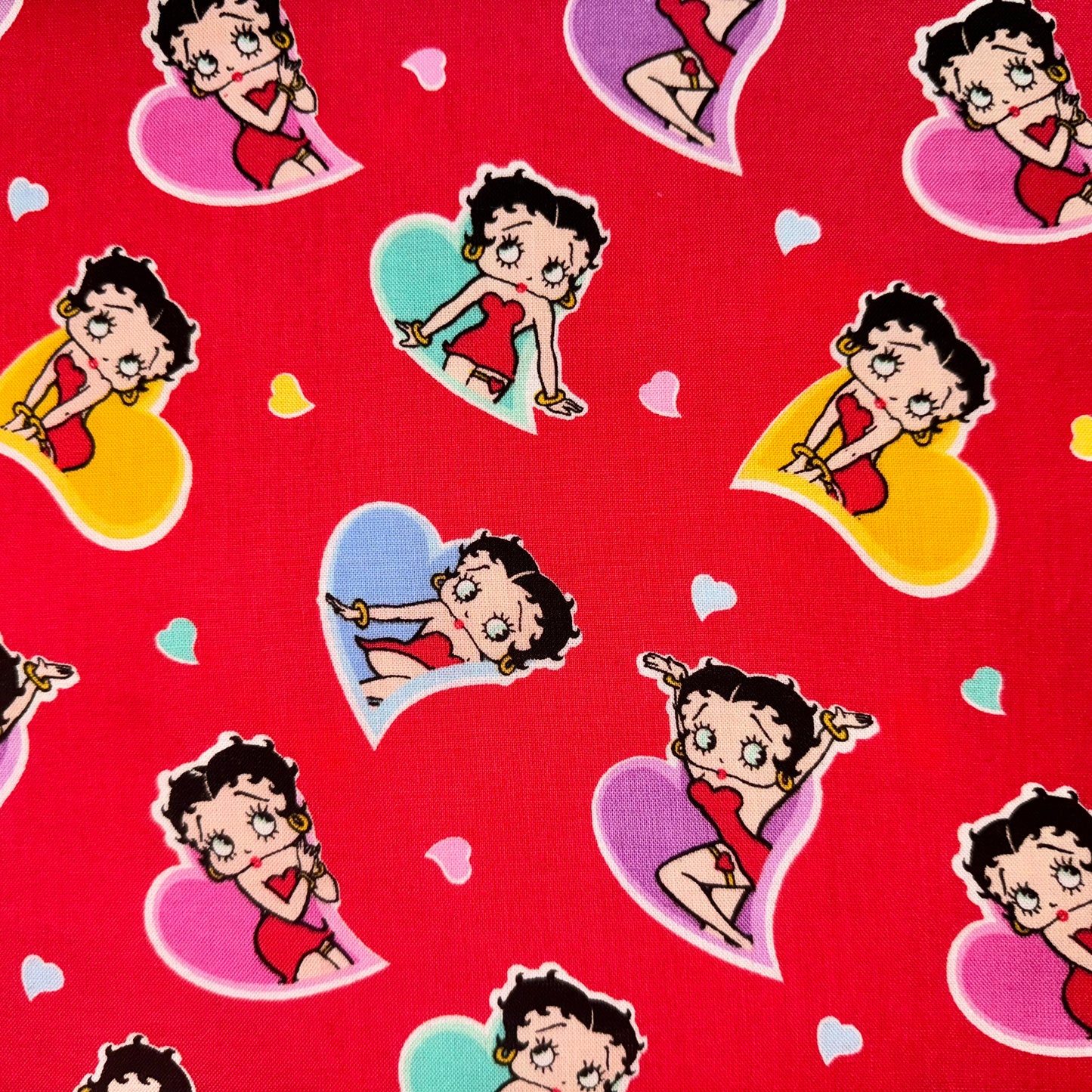 Betty Boop Cotton Fabric Licensed Red Heart Toss - Fat Quarter