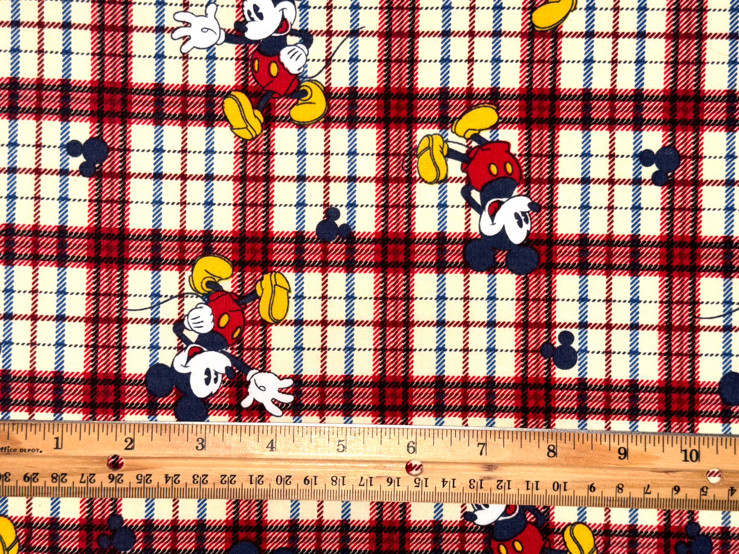 Mickey Mouse Red Plaid Disney Licensed Cotton Fabric