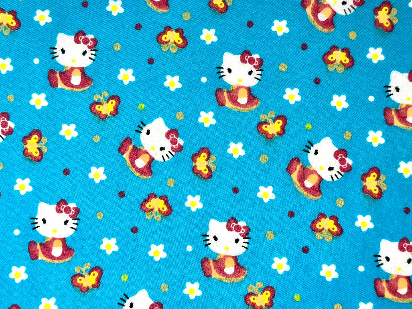 Blue Butterflies Hello Kitty Licensed Cotton Fabric by Sanrio, Springs Creative 2011 - Fat Quarter