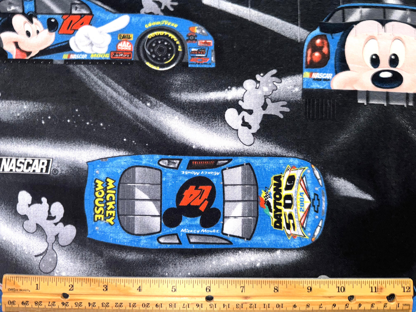 Retro Mickey Mouse NASCAR Daytona 500 Licensed Fabric 17.5”x42”