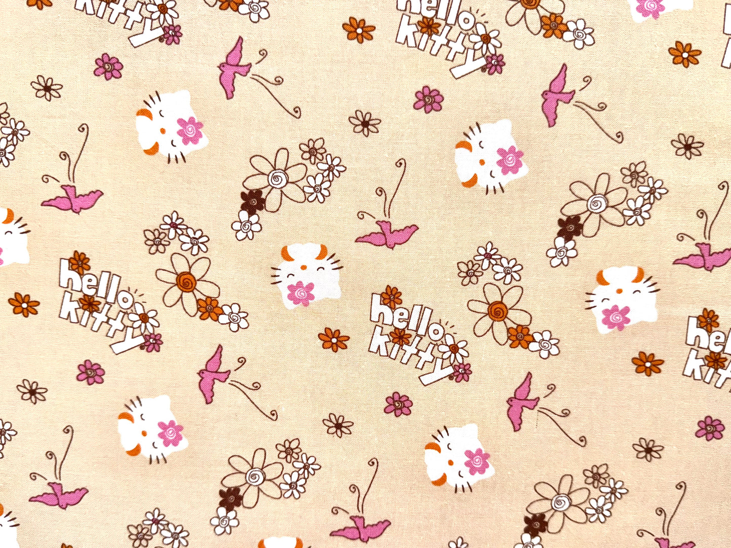 Hello Kitty Cotton Fabric Doodle Pink Tan Toss Licensed Sanrio by David Textiles