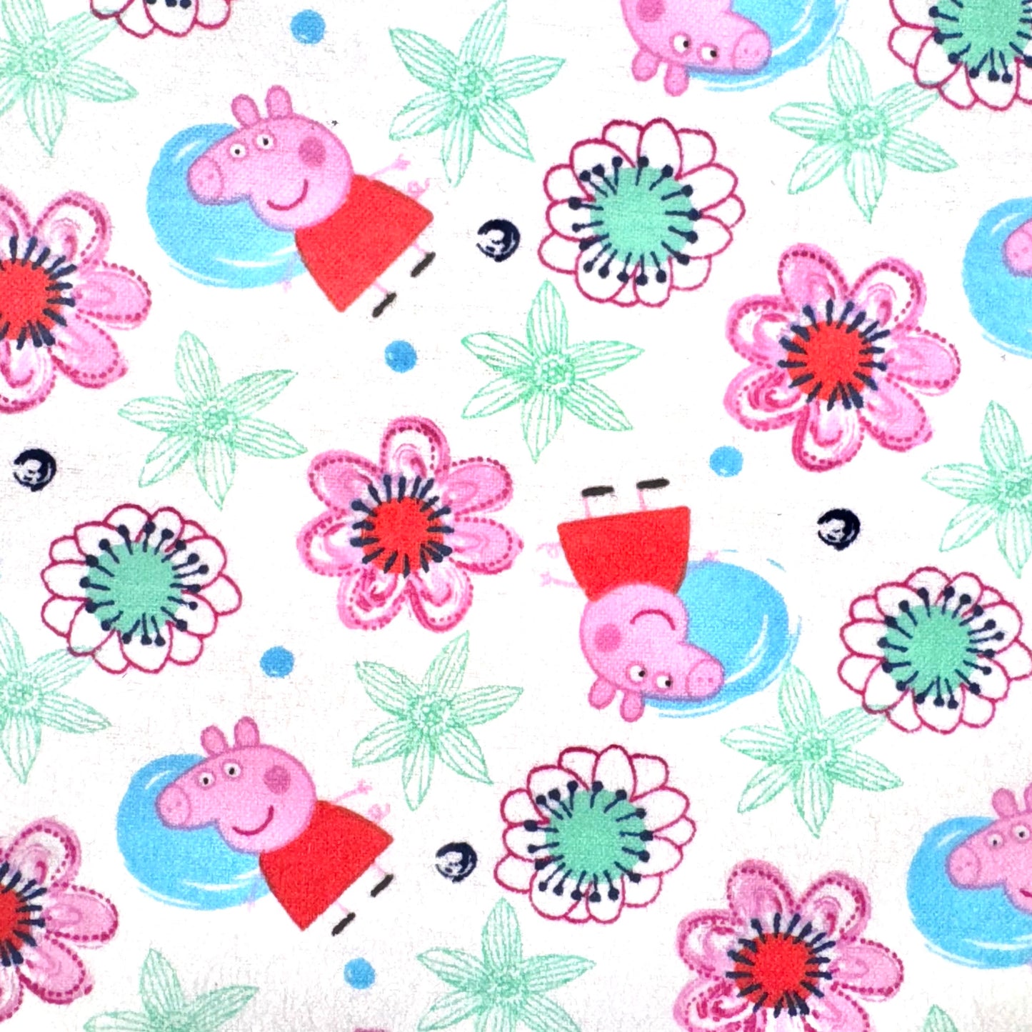 Peppa Pig White Toss Flannel Licensed Fabric by Springs Creative