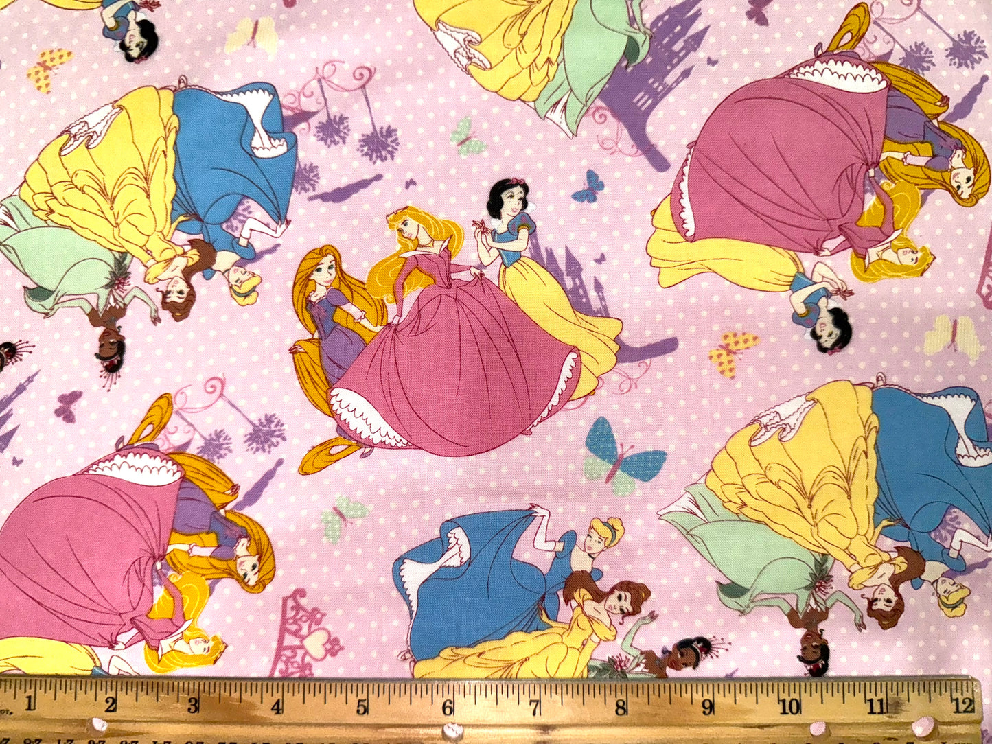 Disney Princess Pink Polka Dots Toss Cotton Licensed Fabric by Disney for Springs Creative 2011 - Fat Quarter