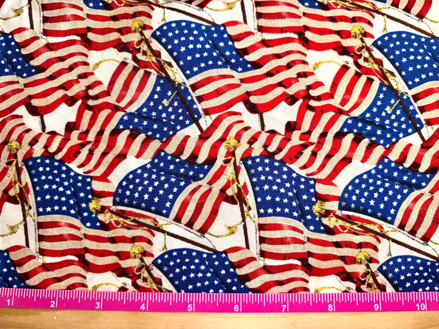 Waving US American Flag Cotton Fabric - Half Yard