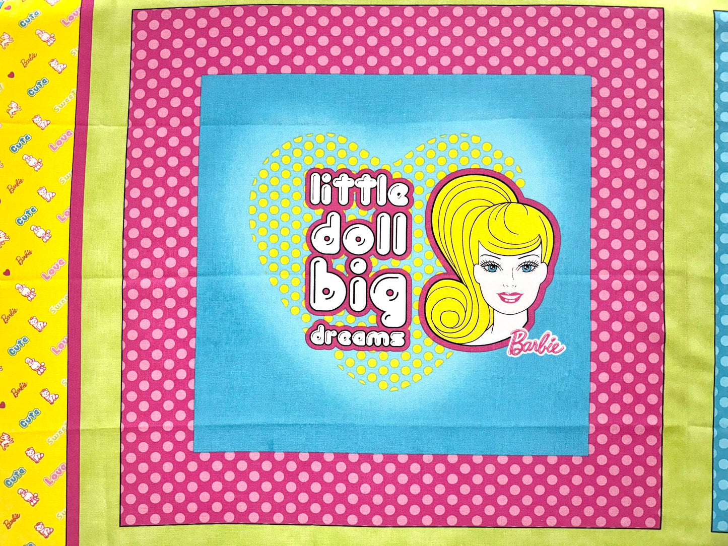 2013 Barbie Licensed Cotton Fabric Pillow Panel 17”x42”