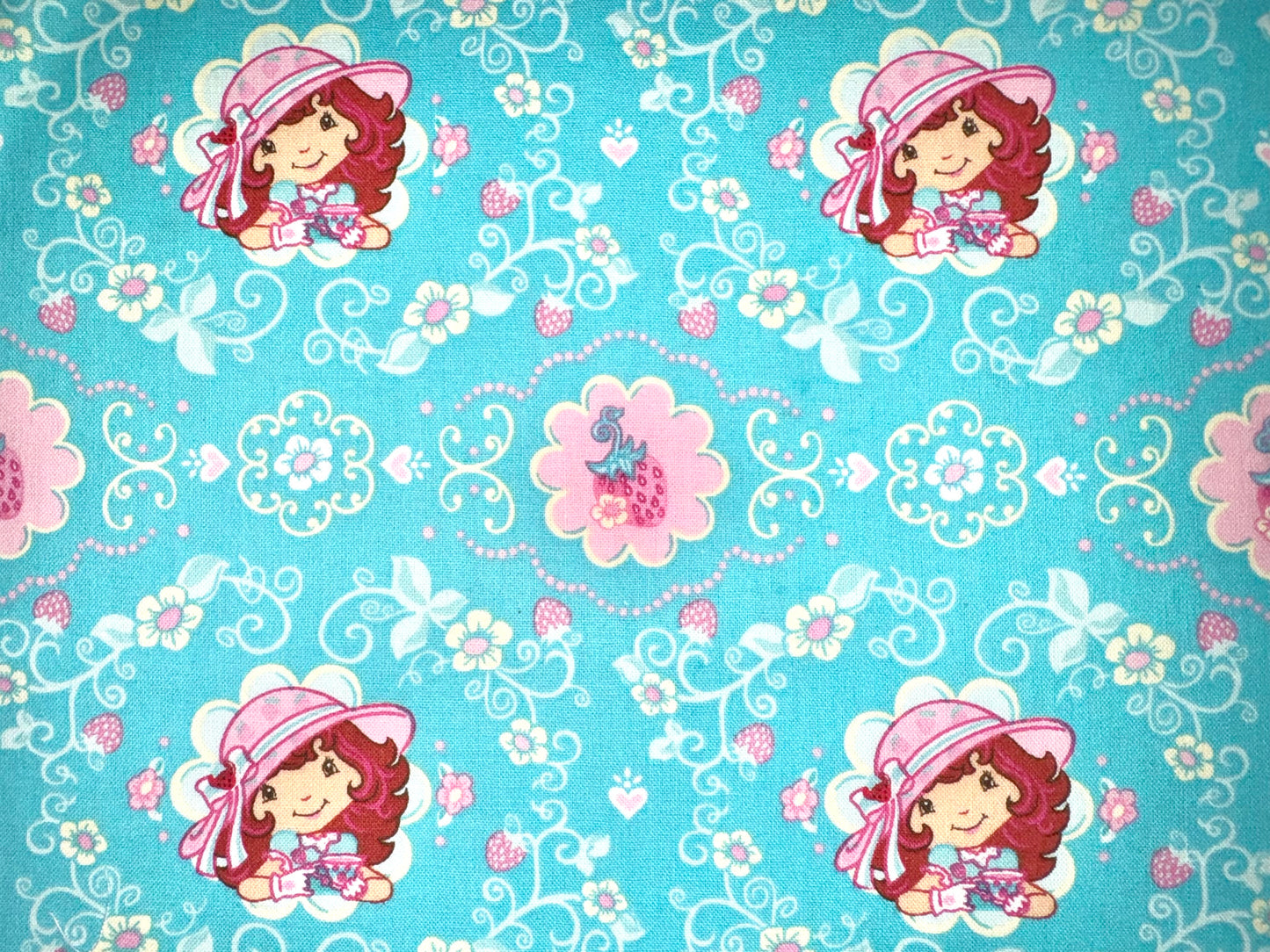 Strawberry Shortcake Sweet Tea Cotton Licensed Fabric by Those Characters From Cleveland under Spectrix, RARE 2009 - Fat Quarter