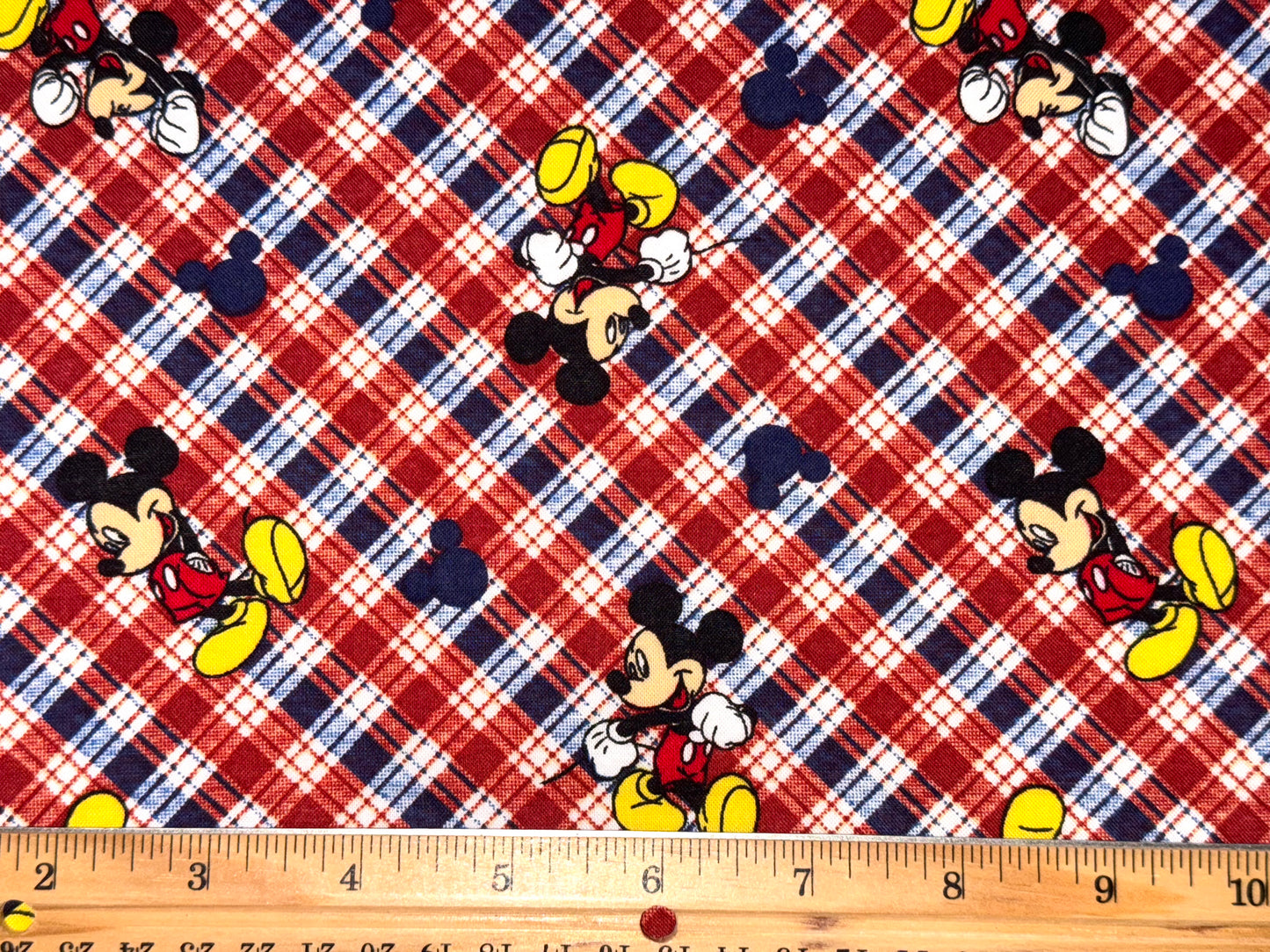 Mickey Mouse Plaid Disney Licensed Cotton Fabric