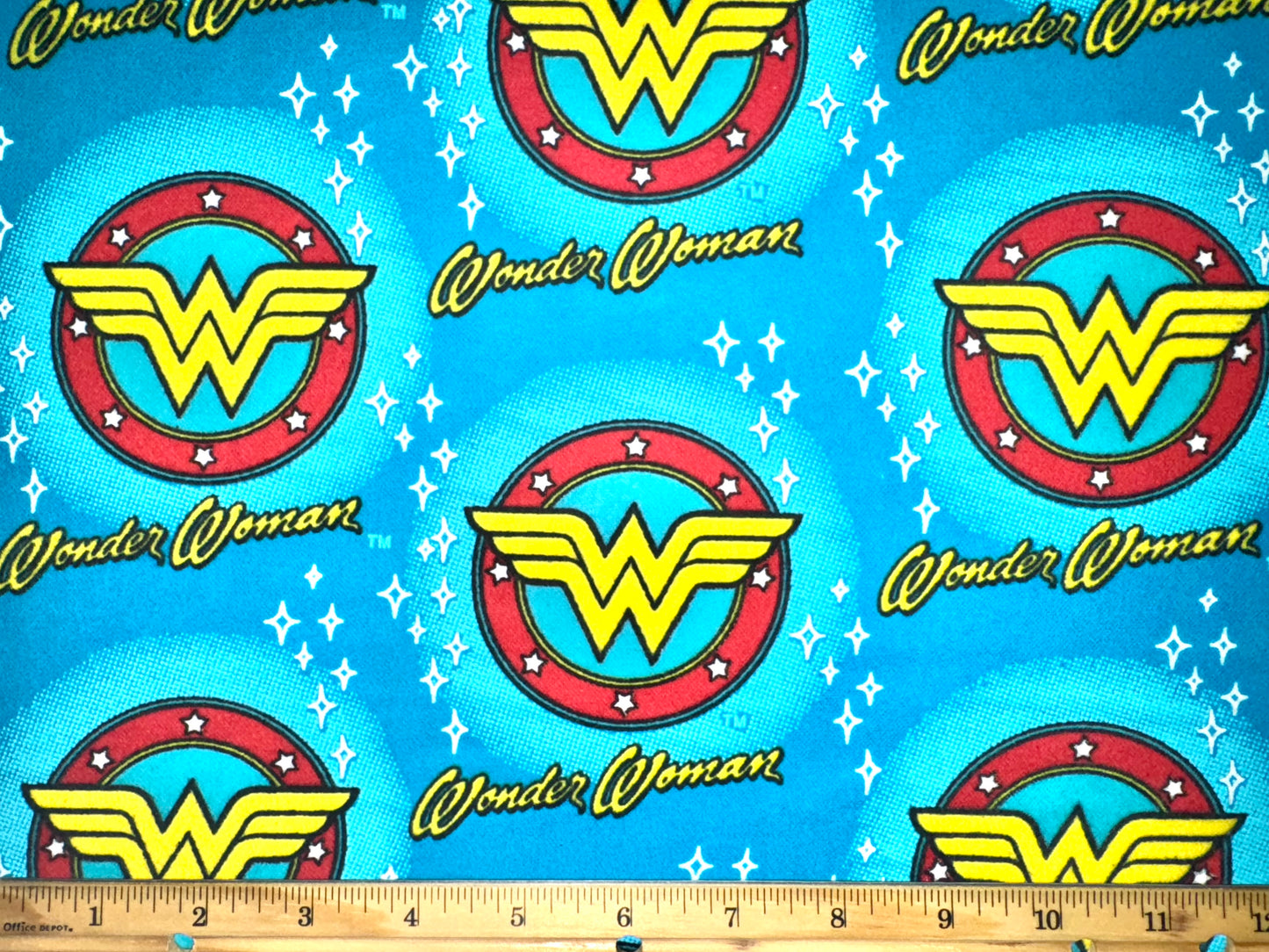 Wonder Woman Blue Logo Flannel Licensed Fabric - Fat Quarter