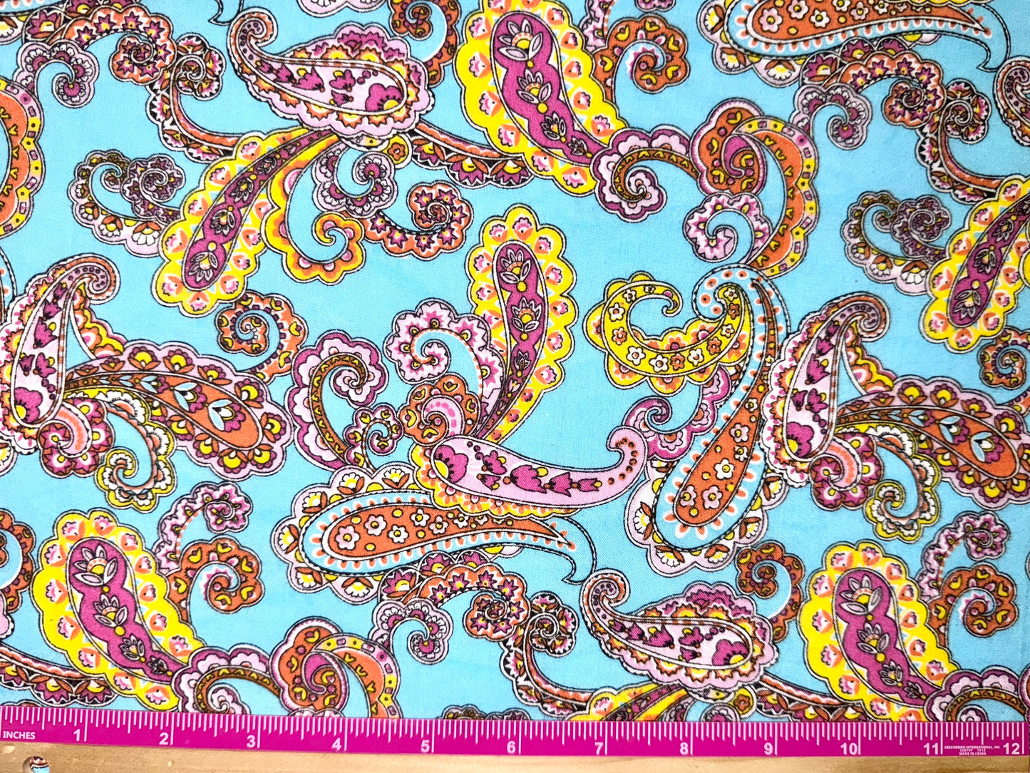 Bright Colorful Paisley Print Fabric in Pink, Yellow, or Blue