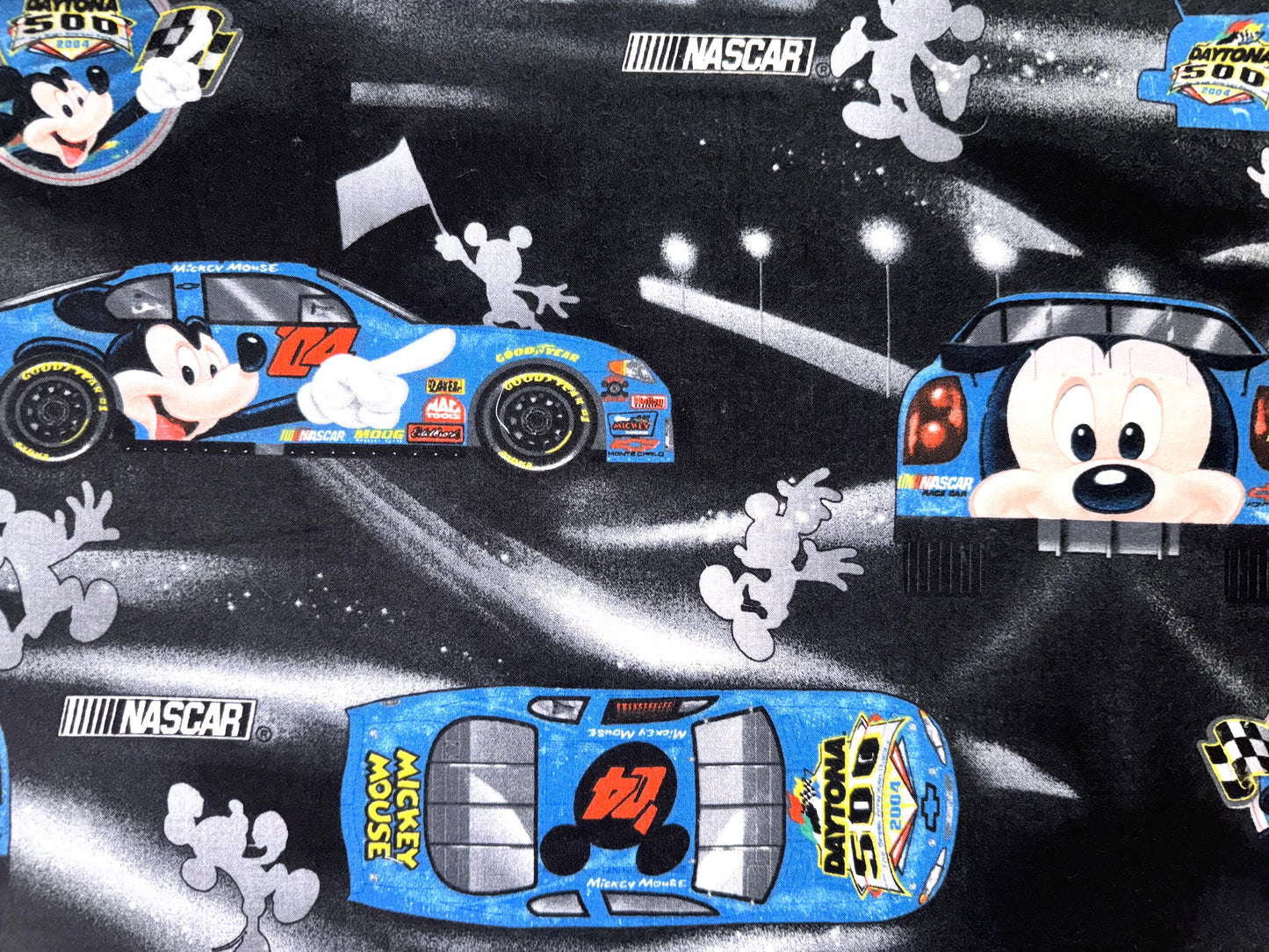 Retro Mickey Mouse NASCAR Daytona 500 Licensed Fabric 17.5”x42”