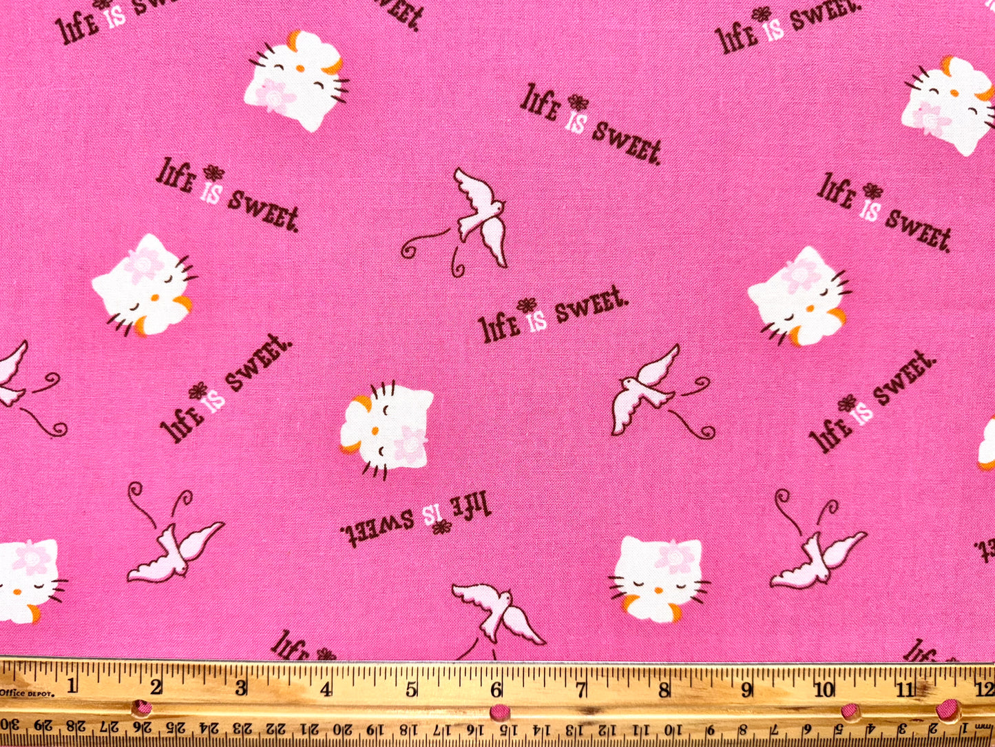 Hello Kitty Life Is Sweet Fabric Licensed Cotton Pink