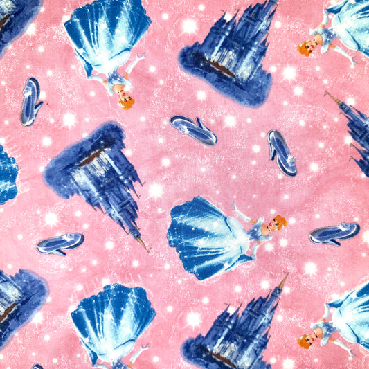 Cinderella Pink Toss Cotton Licensed Fabric by David Textiles - Fat Quarter