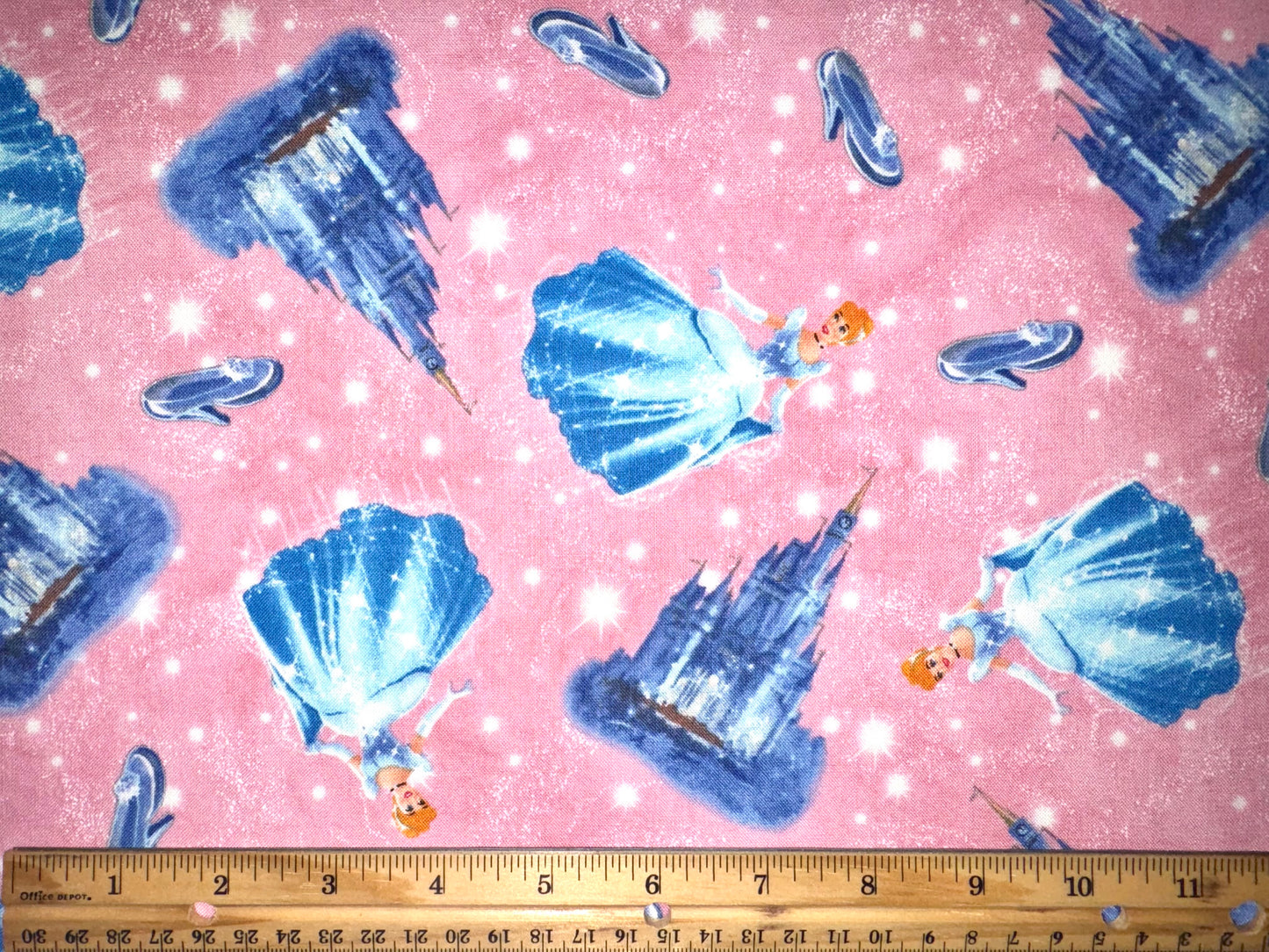 Cinderella Pink Toss Cotton Licensed Fabric by David Textiles - Fat Quarter