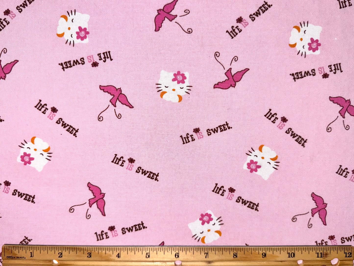 Hello Kitty Life Is Sweet Fabric Licensed Cotton Pink