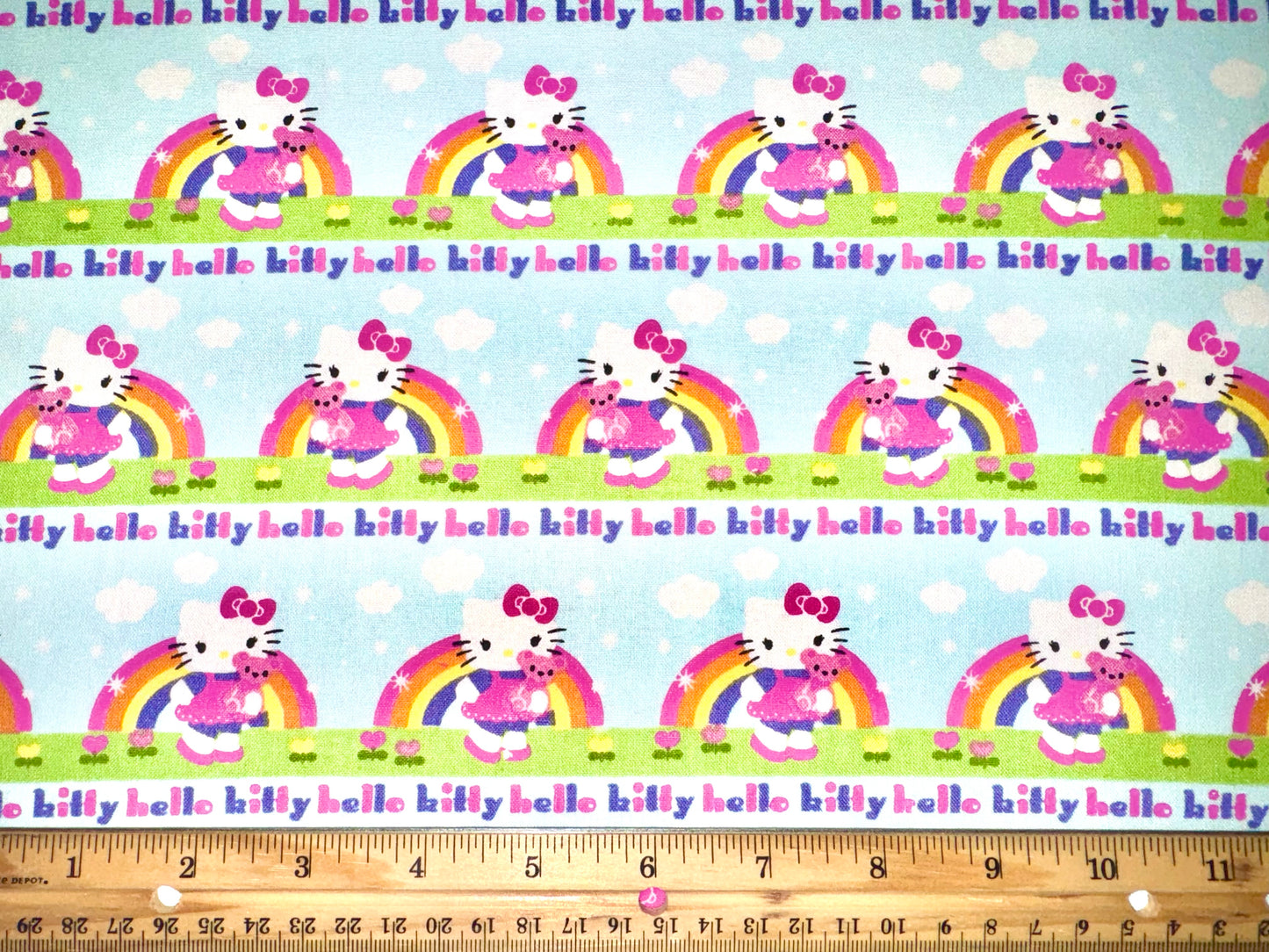 Rare Hello Kitty Rainbow Rows 2011 Licensed Cotton Fabric by Springs Creative - Fat Quarter