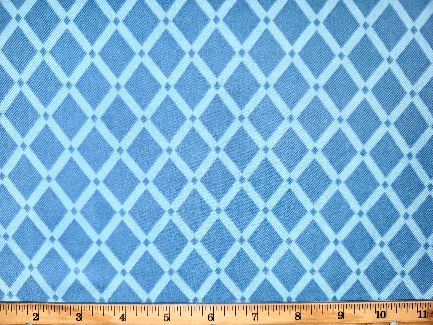 Blue Diamond Pattern Flannel Fabric - by the Yard