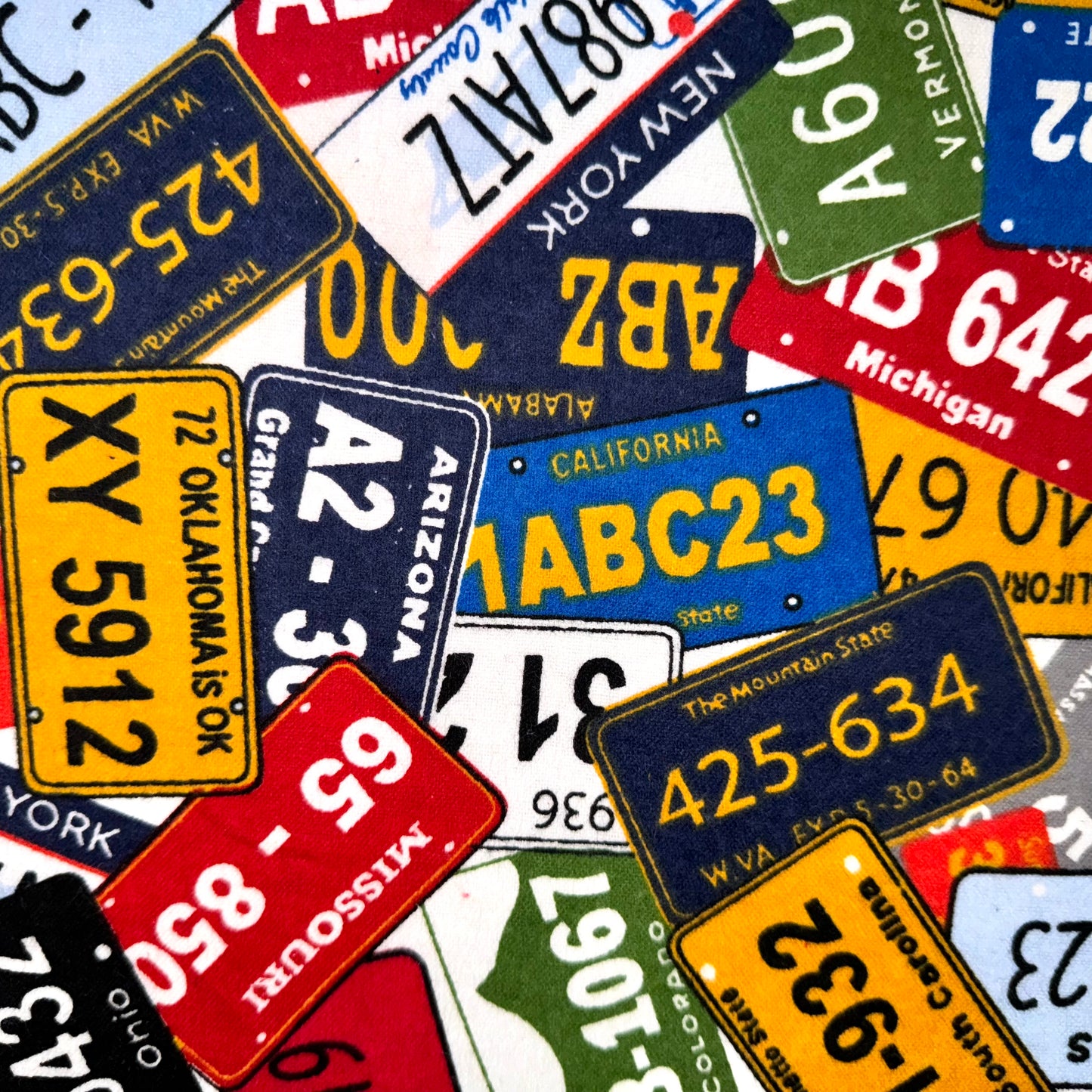 License Plate Collage Flannel Fabric - Half Yard