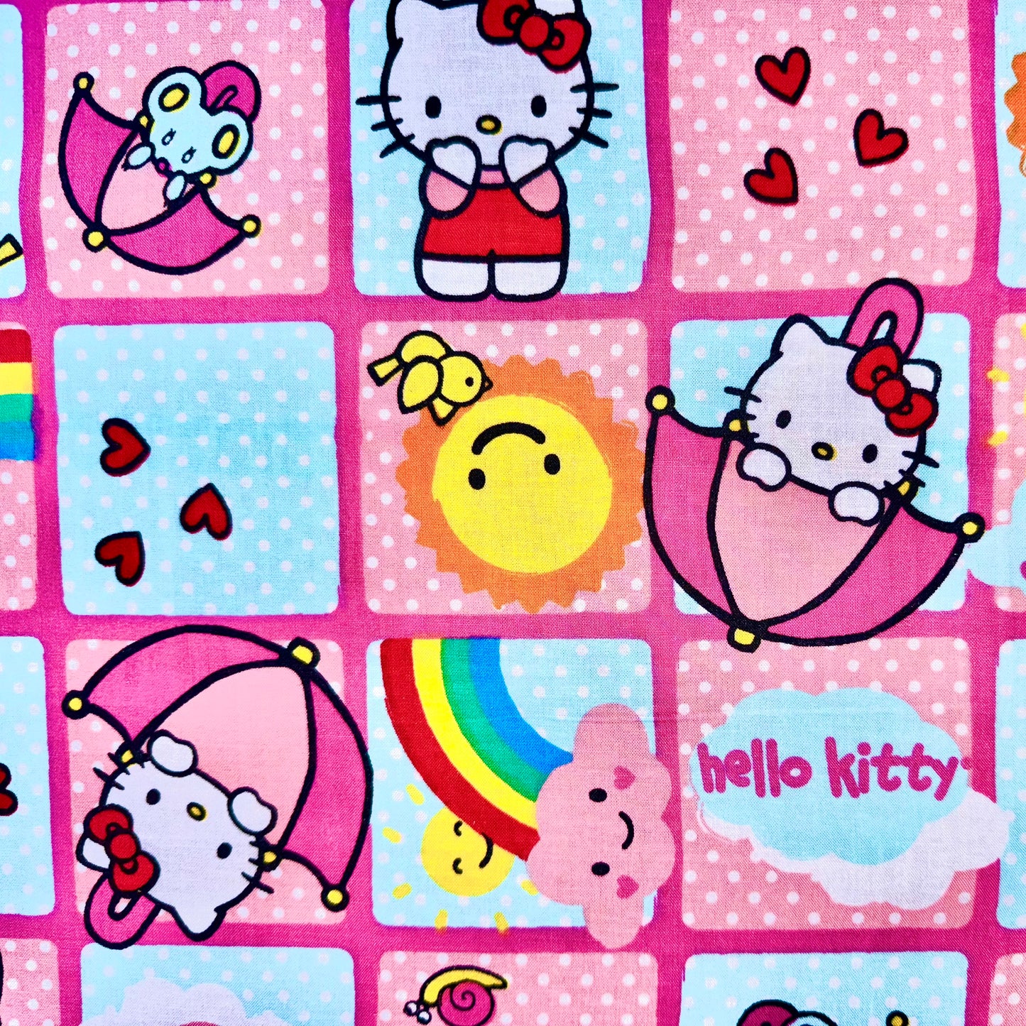 Hello Kitty Squares Licnesed Fabric by Sanrio 2011