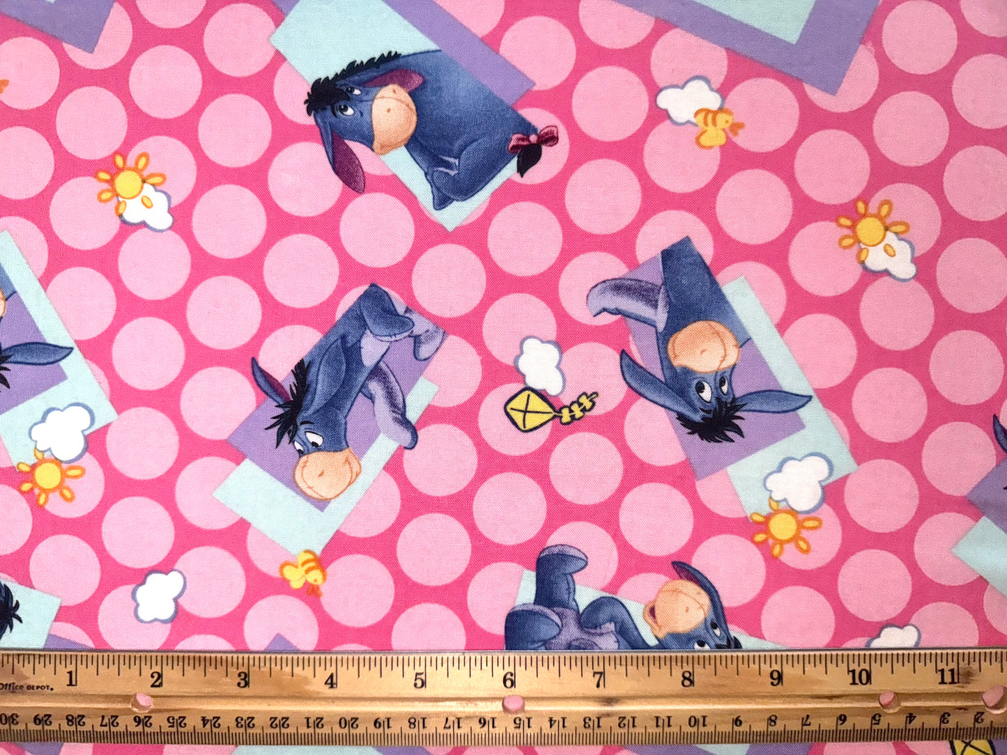 Eeyore Pink Polka Dot Cotton Licensed Fabric by Springs Creative 2009 - Fat Quarter