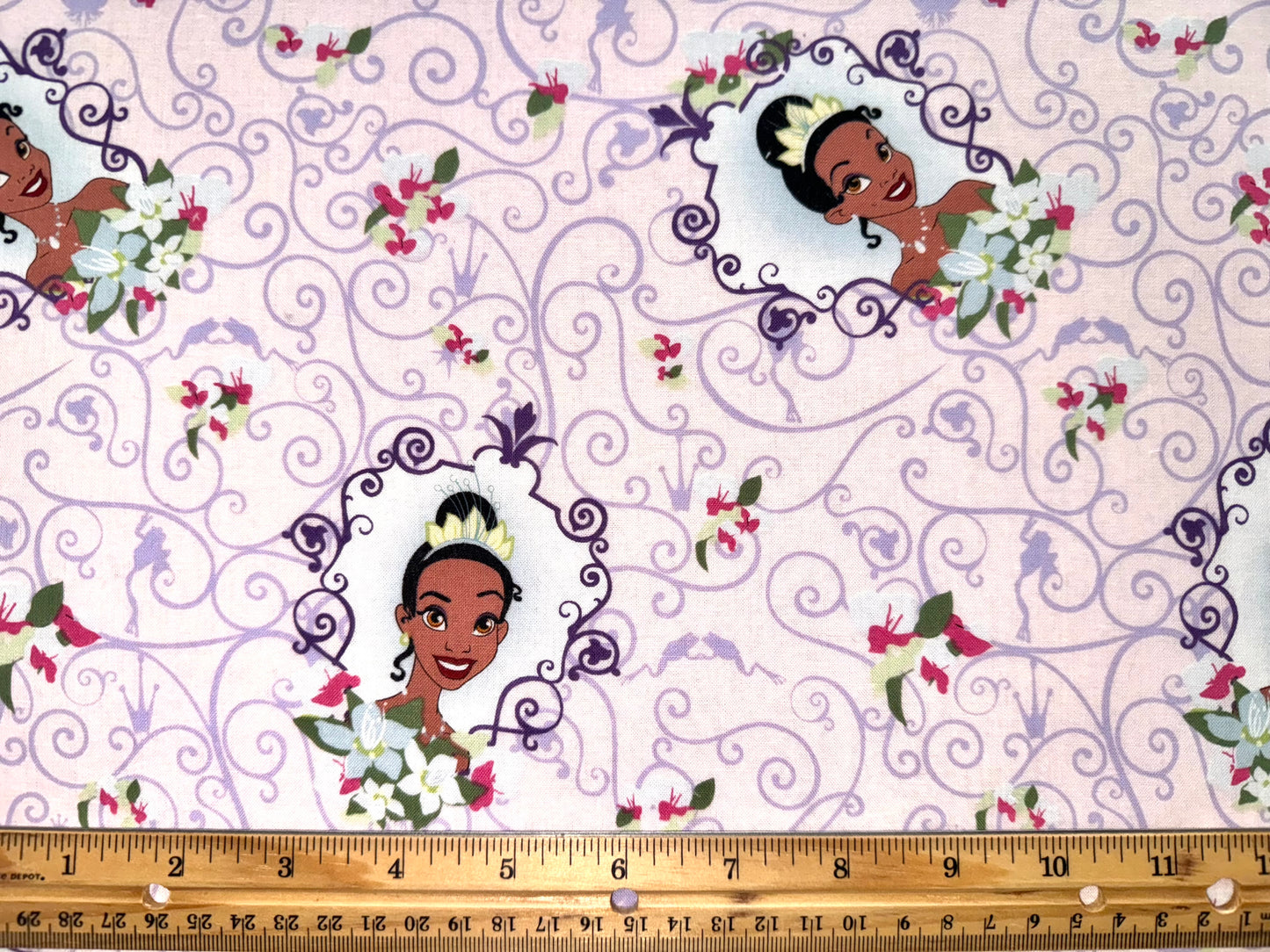 Princess and the Frog Tiana Portrait Purple Toss Cotton Fabric