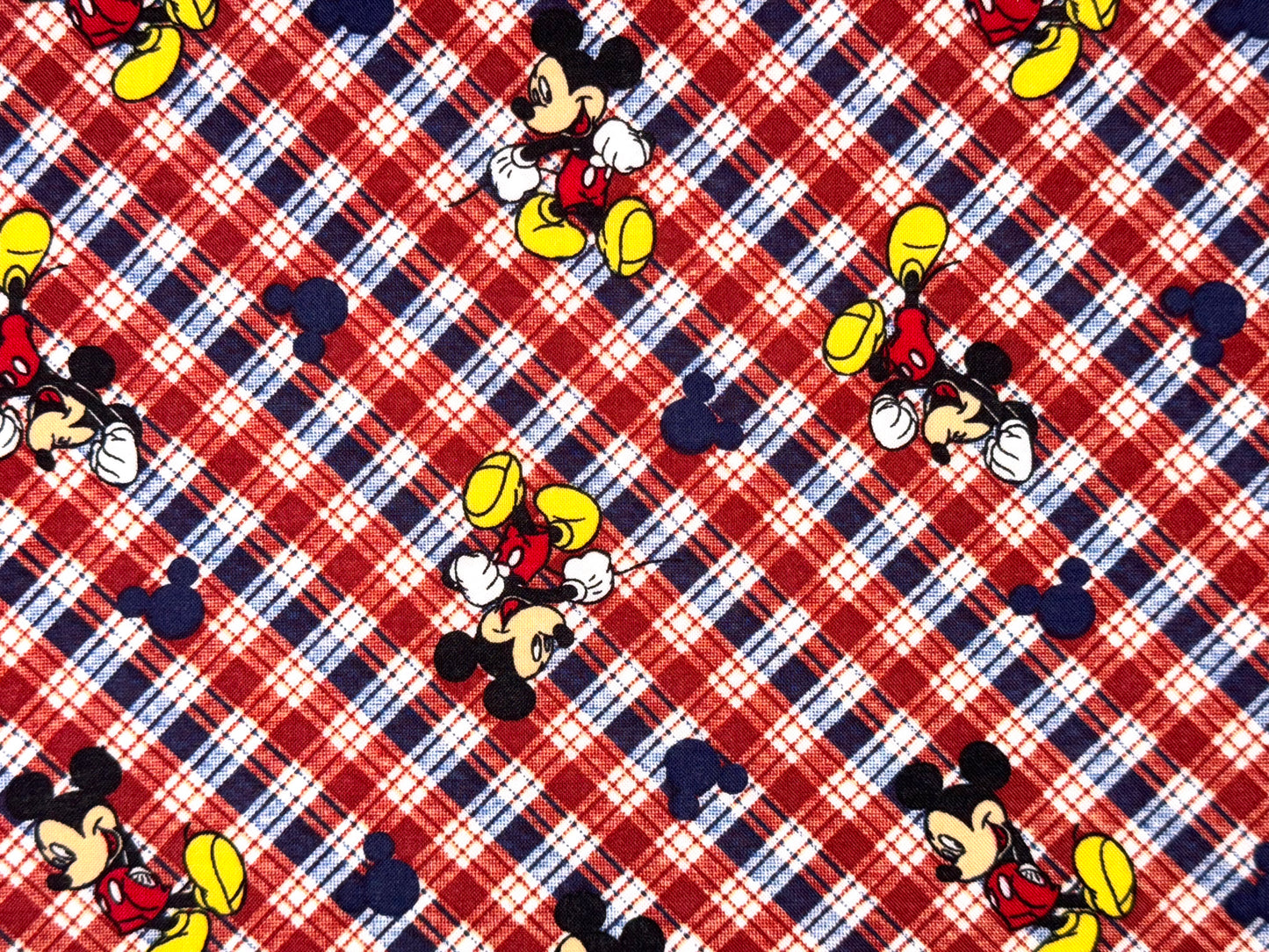 Mickey Mouse Plaid Disney Licensed Cotton Fabric