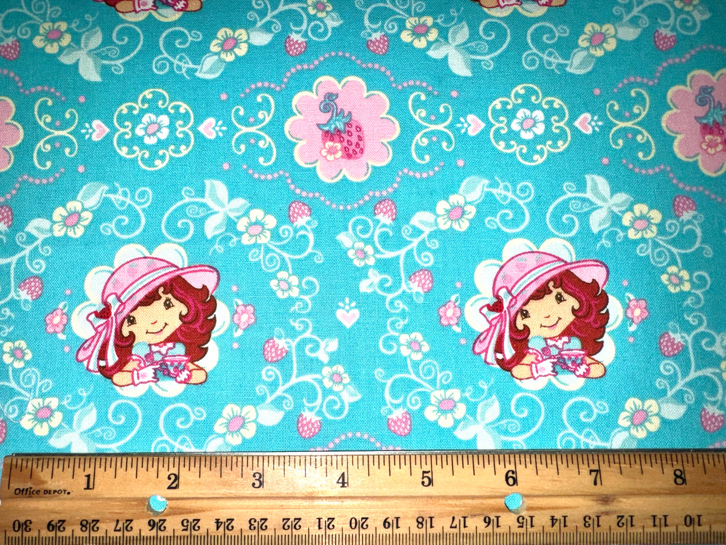 Strawberry Shortcake Sweet Tea Cotton Licensed Fabric by Those Characters From Cleveland under Spectrix, RARE 2009 - Fat Quarter