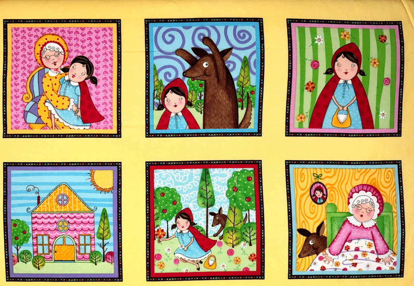 Little Red Riding Hood Licensed Small Fabric Panel by Kate Honarvar 11.5”x18”