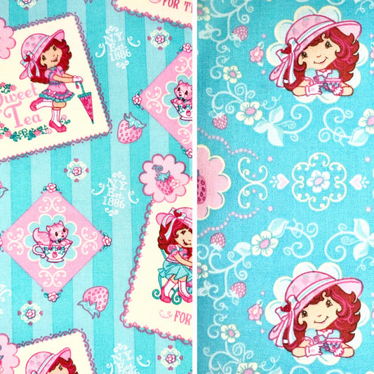 Strawberry Shortcake Sweet Tea Cotton Licensed Fabric by Those Characters From Cleveland under Spectrix, RARE 2009 - Fat Quarter