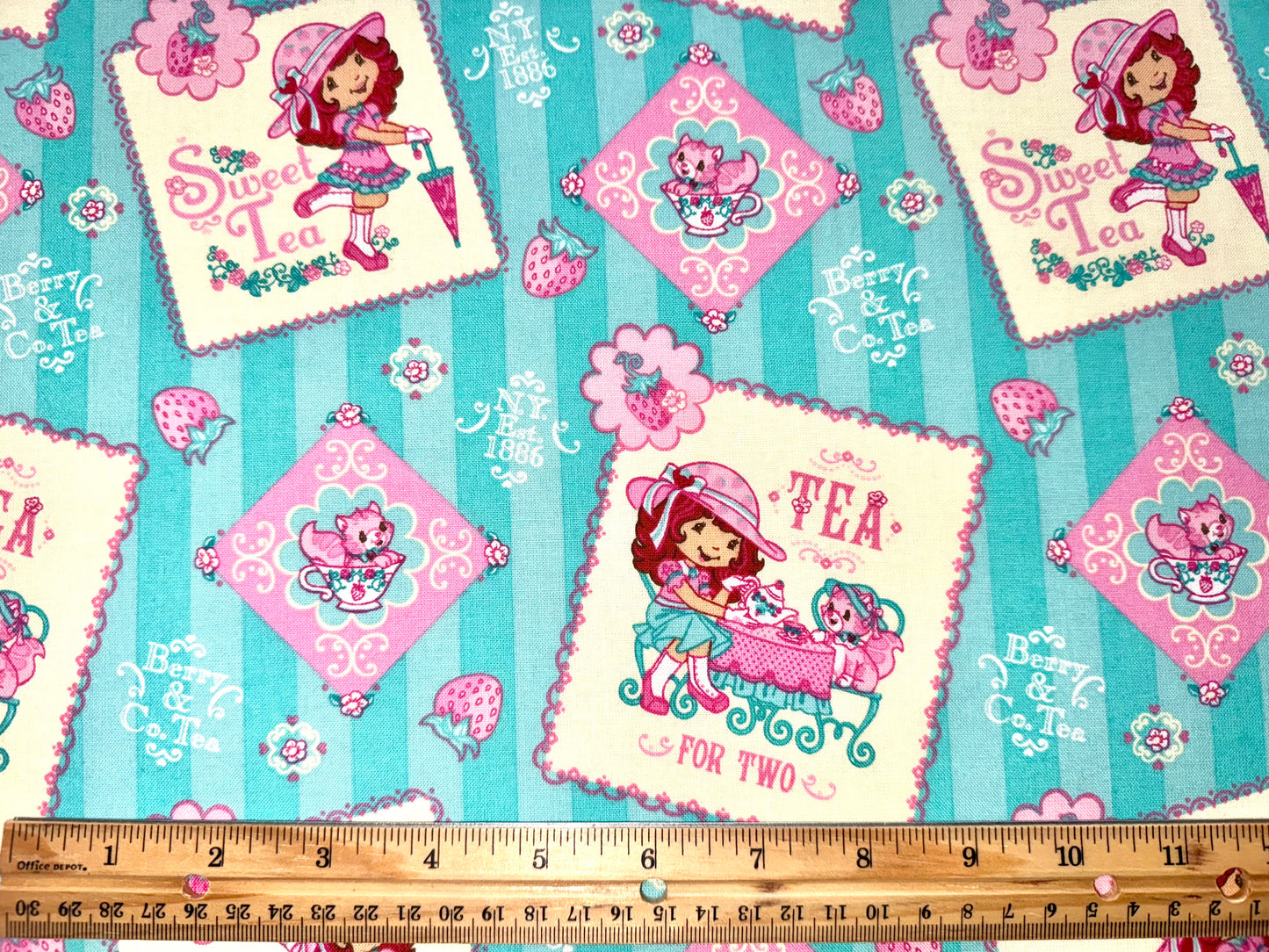 Strawberry Shortcake Sweet Tea Cotton Licensed Fabric by Those Characters From Cleveland under Spectrix, RARE 2009 - Fat Quarter