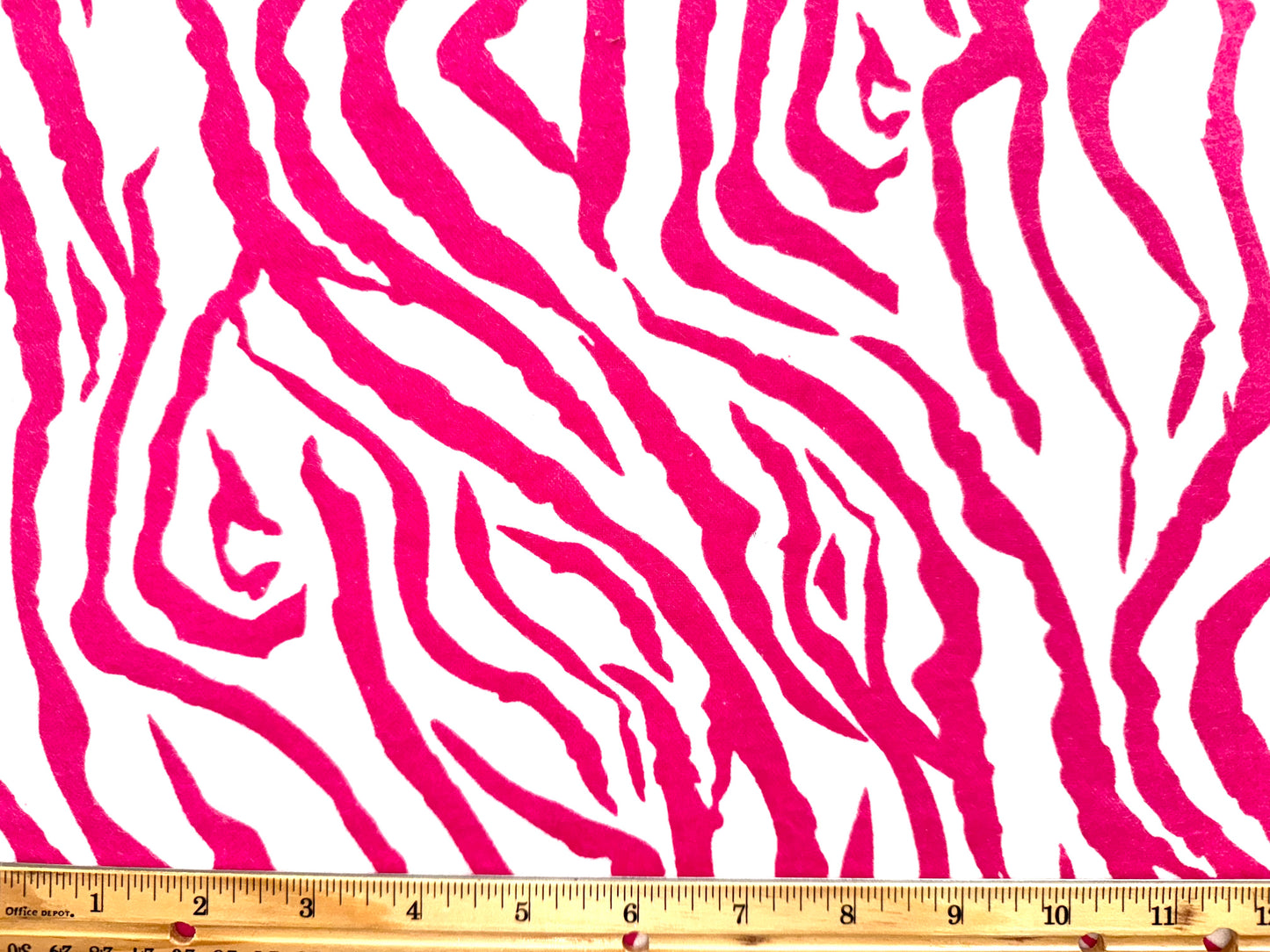 Zebra Print Pink On White Flannel Fabric - Half Yard