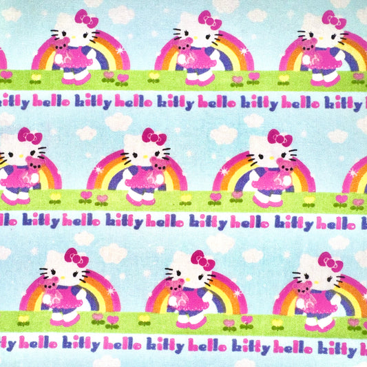 Rare Hello Kitty Rainbow Rows 2011 Licensed Cotton Fabric by Springs Creative - Fat Quarter