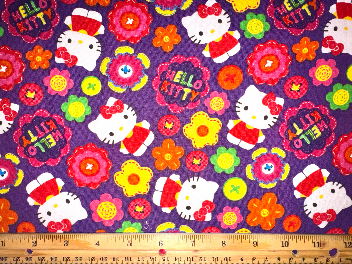 Hello Kitty Fabric Sewing Buttons & Patches Licensed Cotton - Fat Quarter