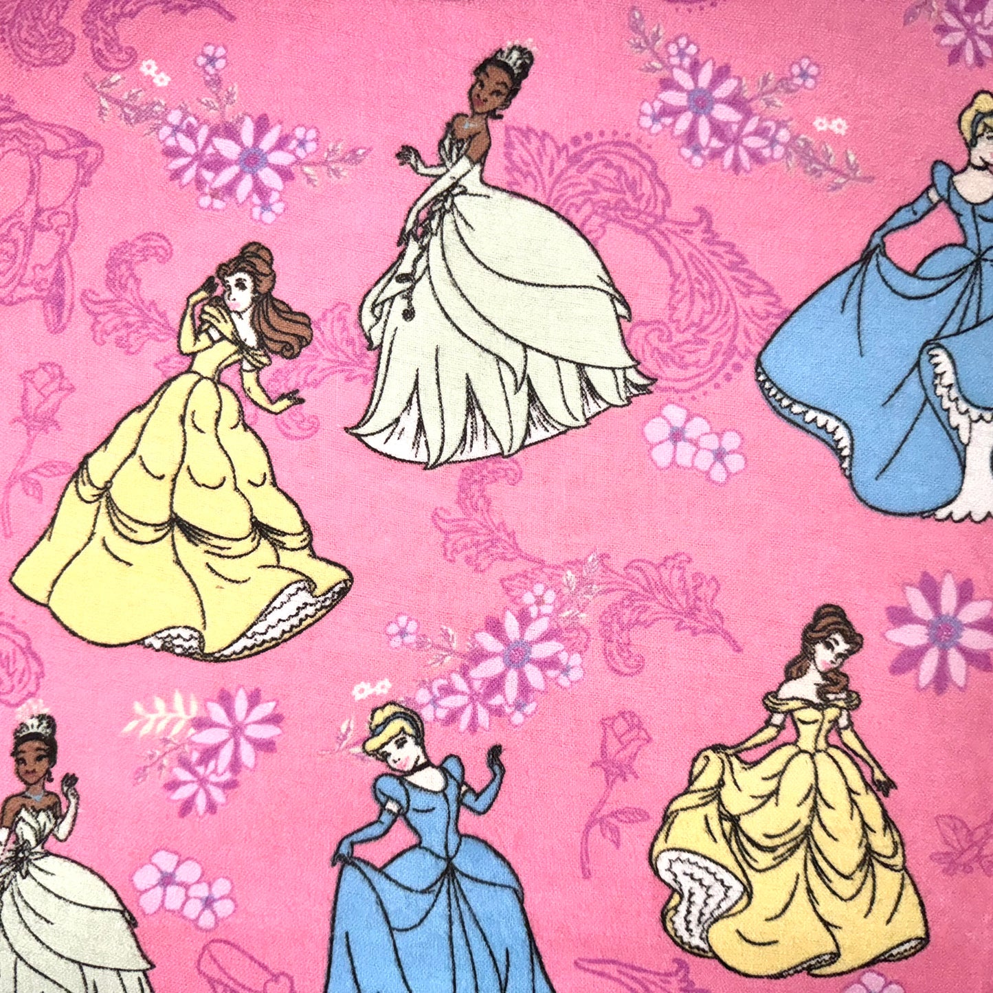 Disney Princess Pink Flannel Licensed Cotton Fabric by Springs Creative 2010 - Fat Quarter