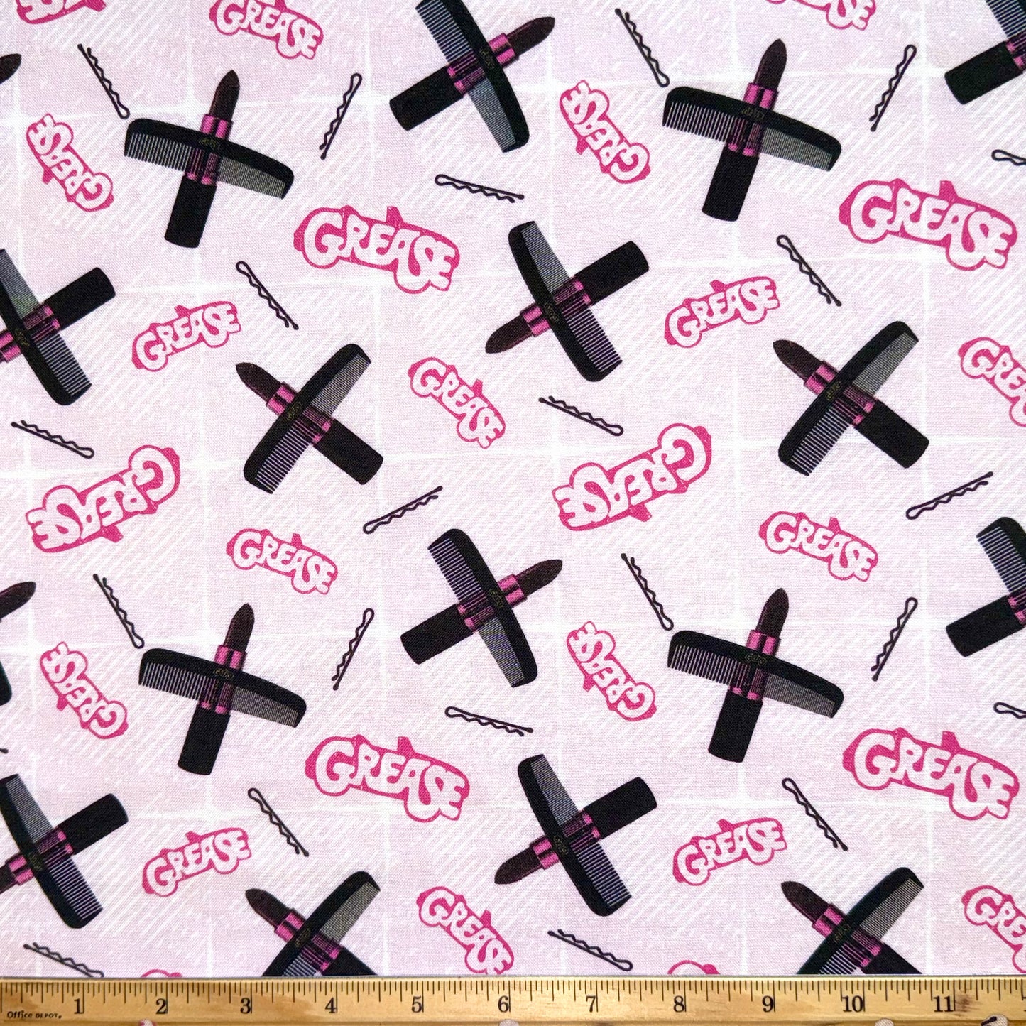 Grease Cotton Fabric Pink Icons Licensed Toss